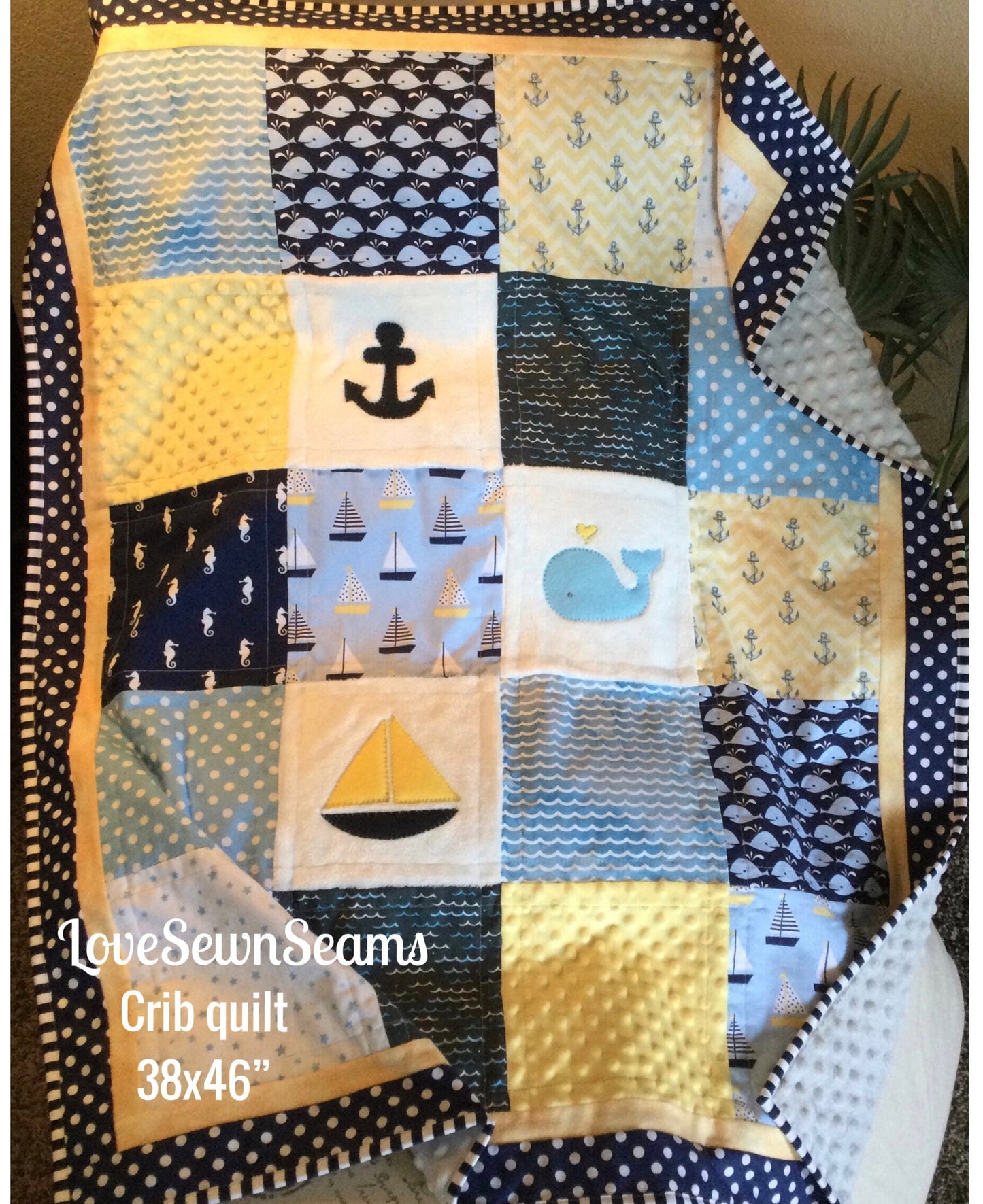 Nautical quilt/Gender neutral quilt/Sailing quilt/Coastal/Ocean/