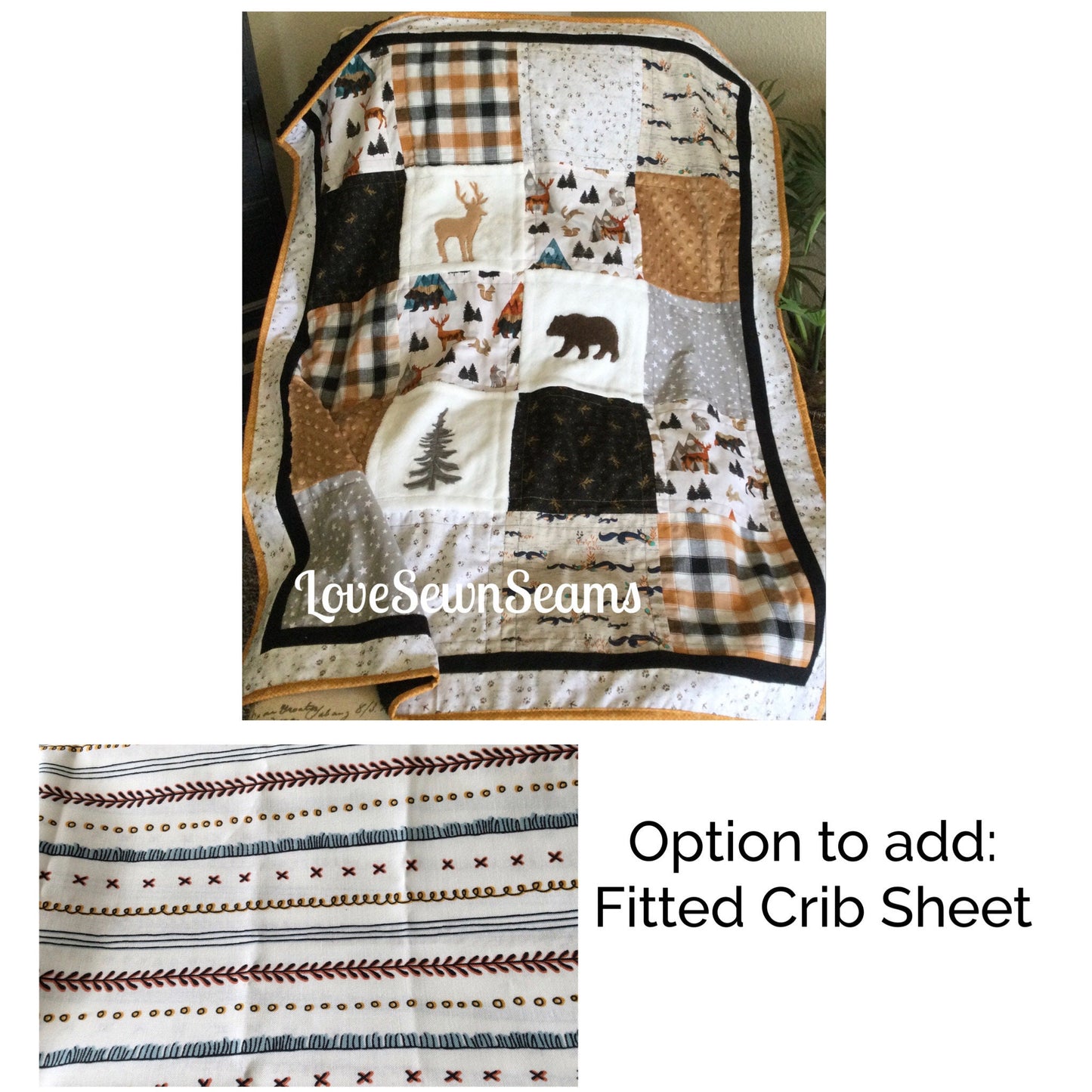 Wilderness quilt in Caramel and gray/Nature Quilt/Lodge quilt/Woodland quilt/