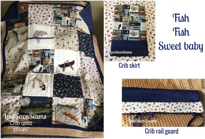 Lake House quilt/Fishing quilt/Outdoor quilt/Gone fishing quilt/Handmade quilt/Fisherman quilt