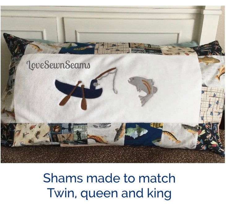 Lake House quilt/Fishing quilt/Outdoor quilt/Gone fishing quilt/Handmade quilt/Fisherman quilt