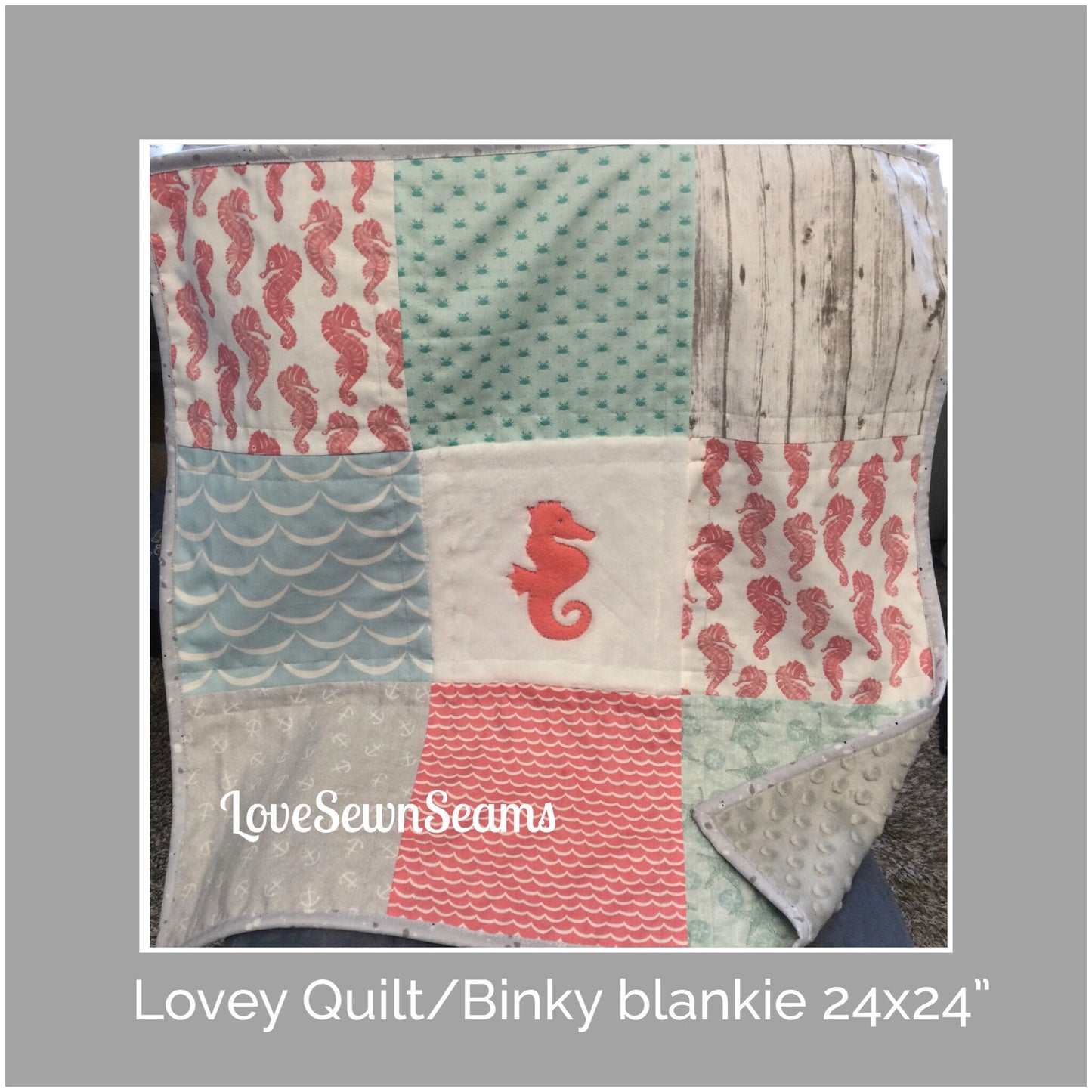 MADE TO Order/Seashore baby Quilt/MODERN Baby quilt/Seahorse/Crab/Starfish/Lovey/Made to order