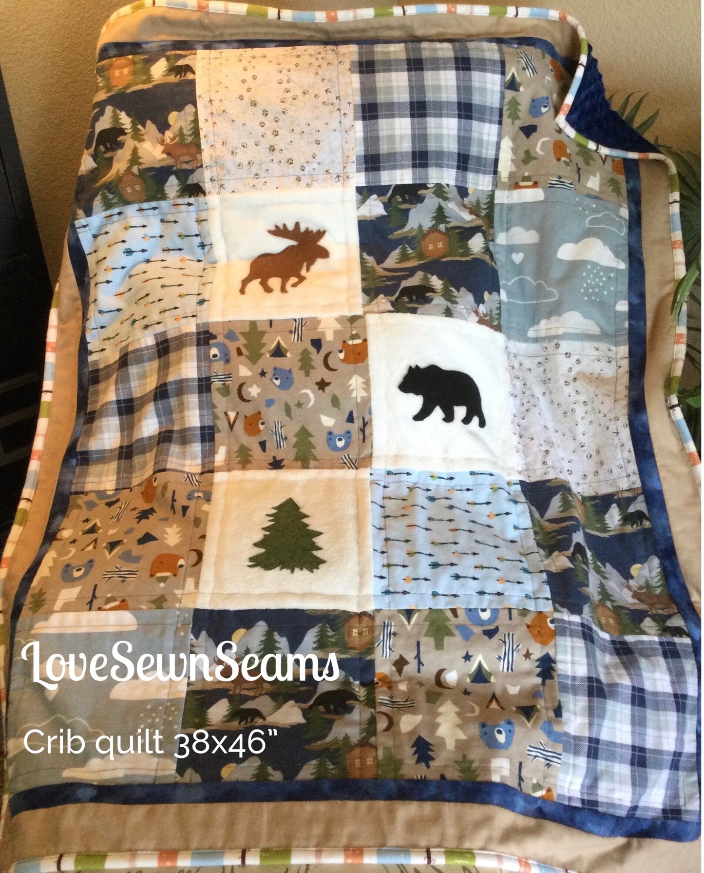 MADE TO ORDER/Lodge quilt/Moose quilt/Bear Quilt/Woodland quilt/Rustic quilt/Appliqué quilt/Northwoods quilt/Hunter quilt/handmade quilt