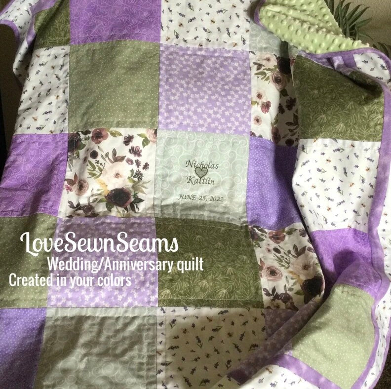 Wedding~Anniversary~Memory quilt/Comfort quilt/custom quilt/you choose colors/personalized