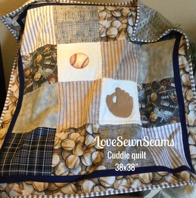 Baseball Quilt/Vintage Baseball/Sport quilt/Boys quilt/Handmade quilt/Personalized quilt