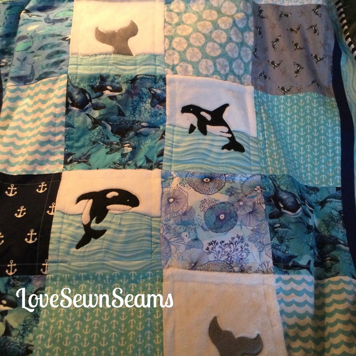 ORCA Quilt/Whale quilt/Nautical quilt/Orcas/Orca blanket