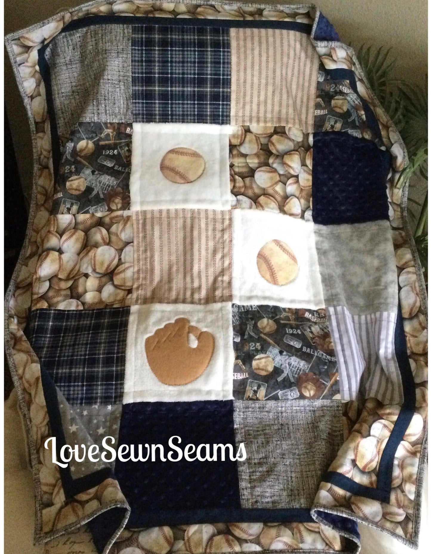 Baseball Quilt/Vintage Baseball/Sport quilt/Boys quilt/Handmade quilt/Personalized quilt