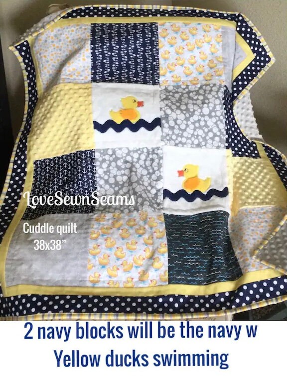 Ducky quilt/Duck quilt/Yellow ducks/modern baby quilt/Baby quilt/Lovey-mini quilt