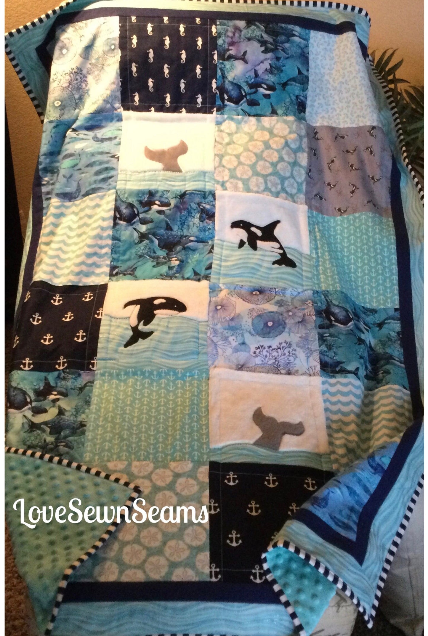 ORCA Quilt/Whale quilt/Nautical quilt/Orcas/Orca blanket