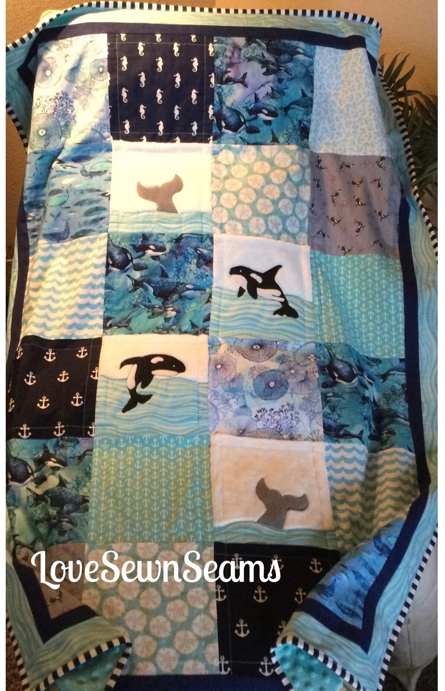 ORCA Quilt/Whale quilt/Nautical quilt/Orcas/Orca blanket