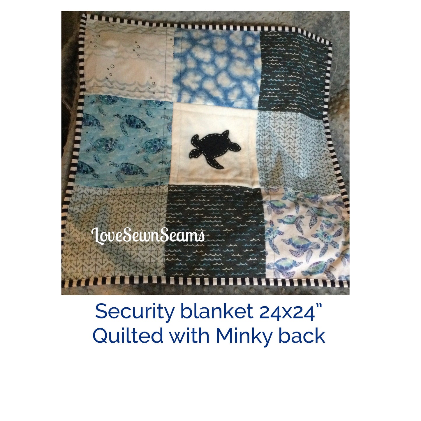 SHIPS NOW/Sea turtle security blanket/Minky Lovey/Cuddle Lovey