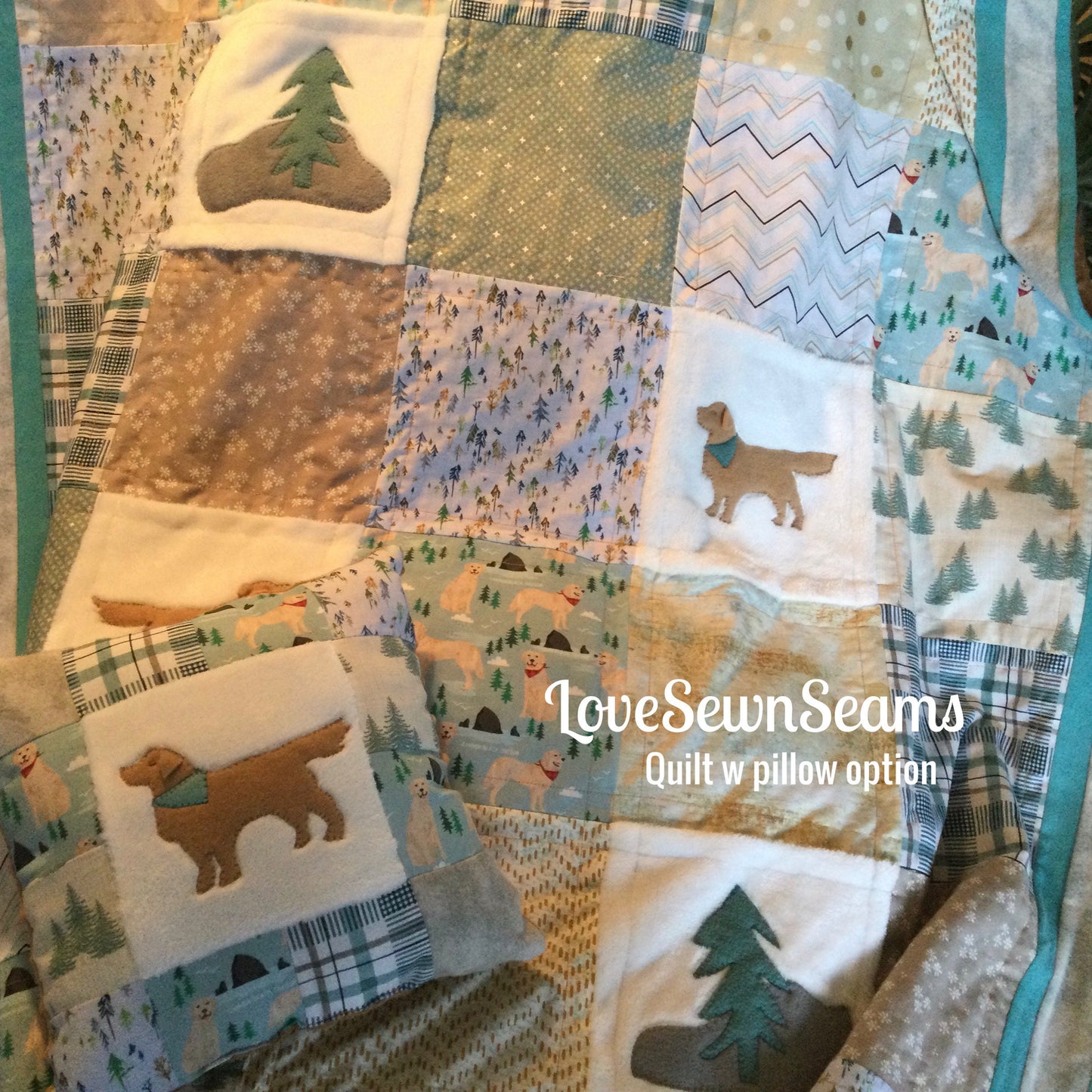 Golden Retriever quilt/Golden Retriever Lovey/Golden Retriever/Dog quilt/Outdoor Adventure quilt/Cannon Beach