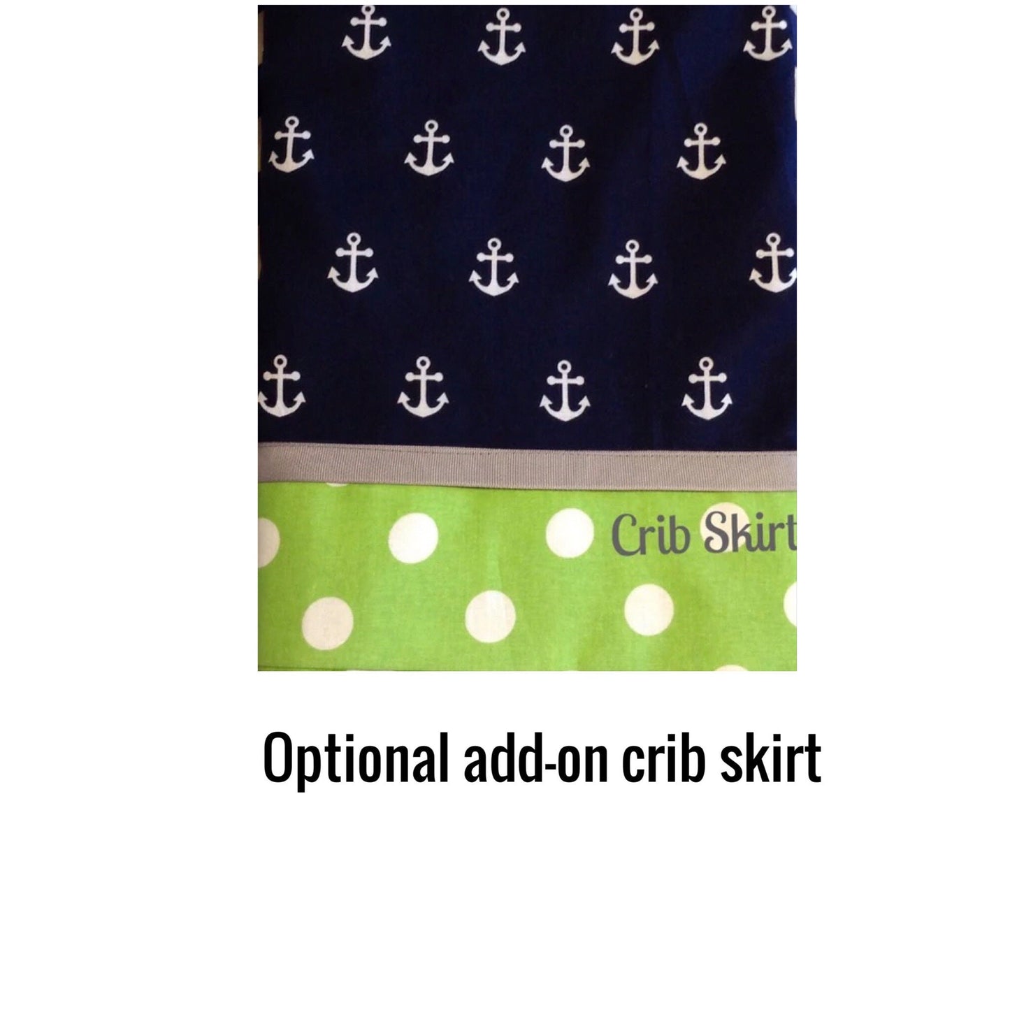 NAUTICAL Crib quilt in Navy, Green & Gray/Coastal quilt/option to add pillow and-or skirt