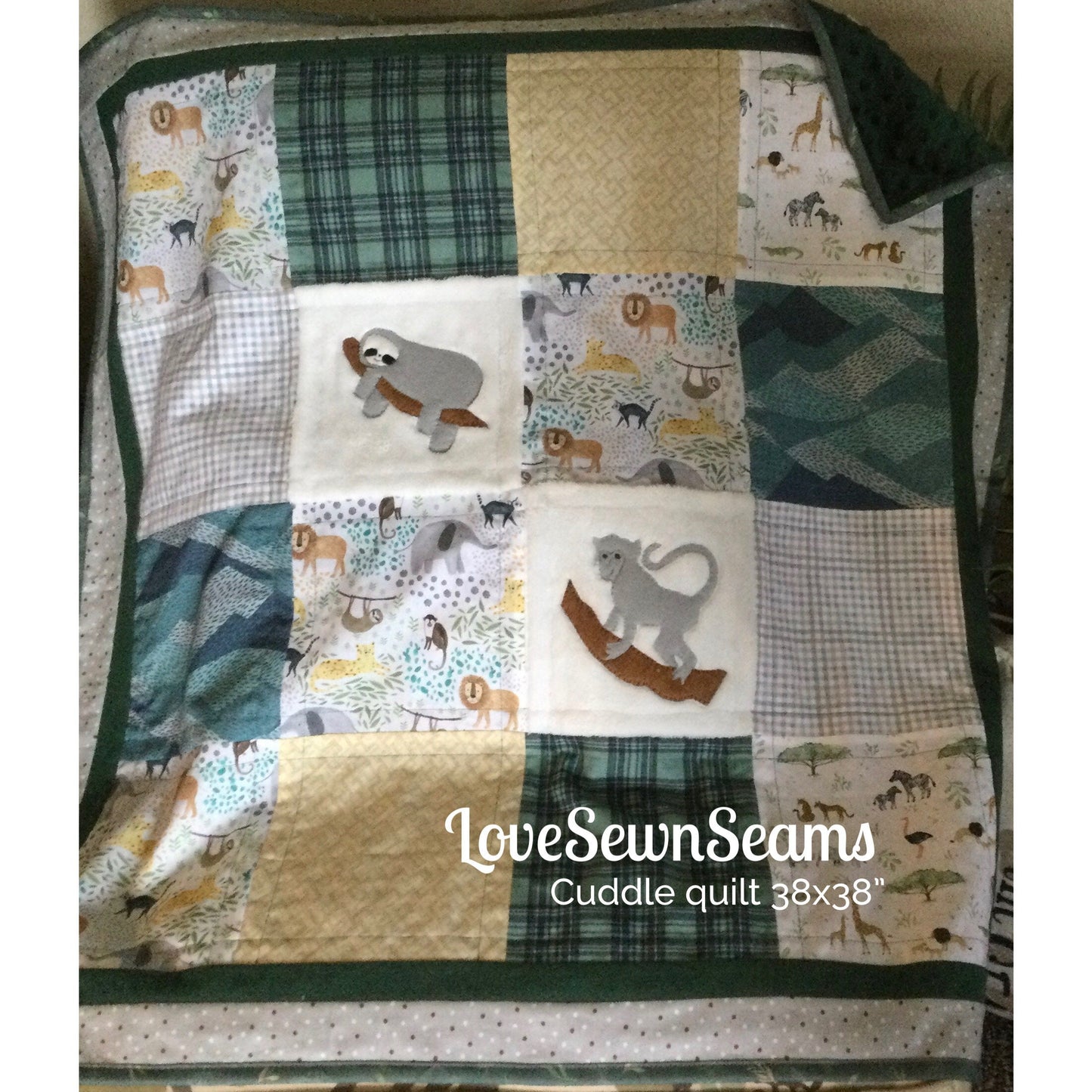Rainforest quilt/Sloth quilt/Monkey quilt/Animal quilt/Rainforest/Sloth/handmade quilt/Nature quilt/Wild life quilt