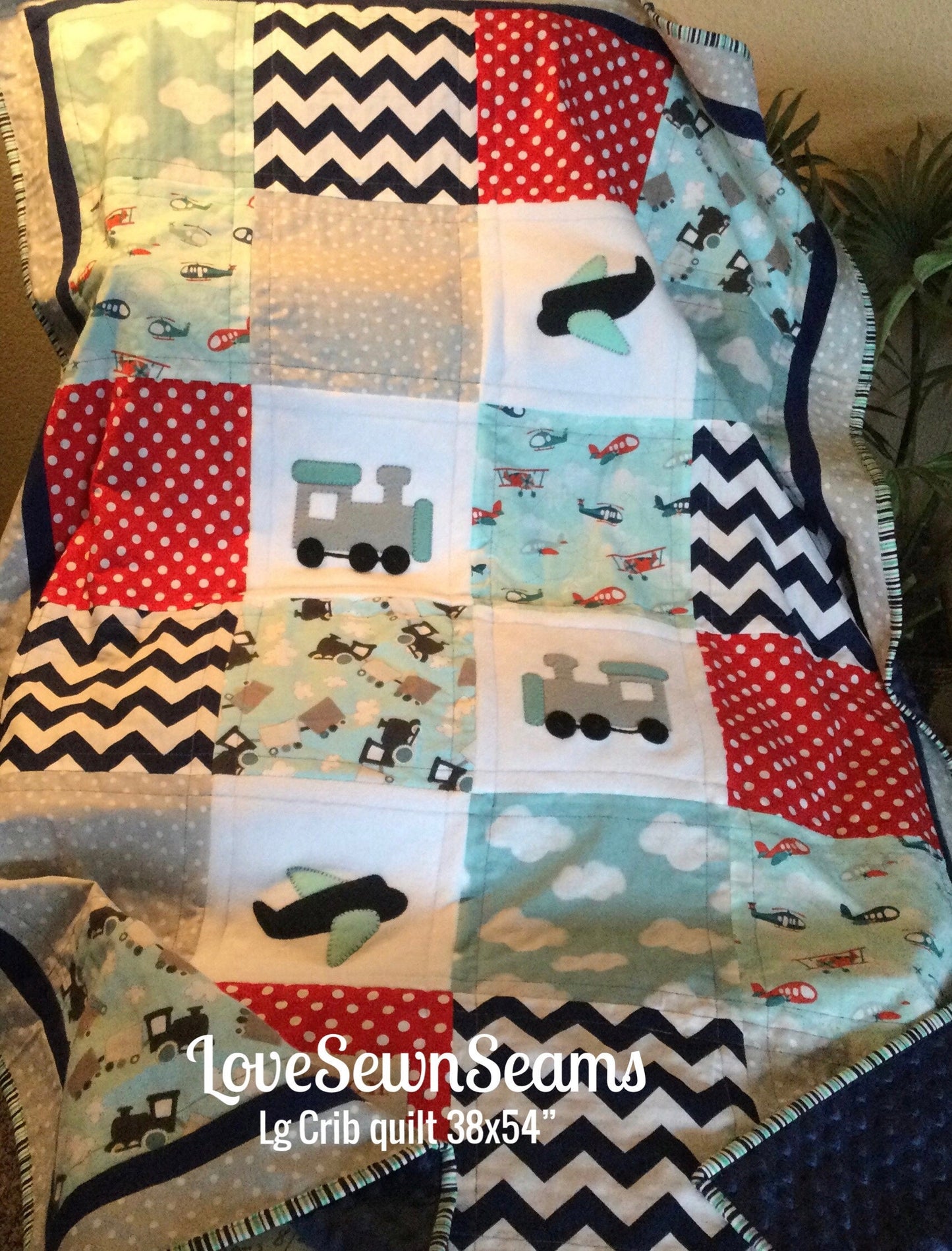 PLANE TRAIN QUILT/Plane quilt/Train quilt/Handmade quilt