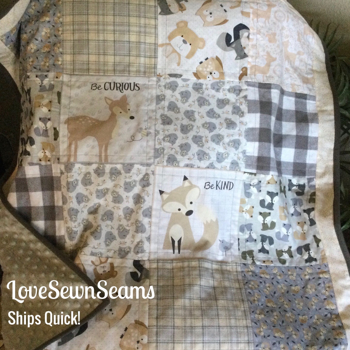 Woodland quilt/Bear quilt/Woodland animal quilt/Forest animals