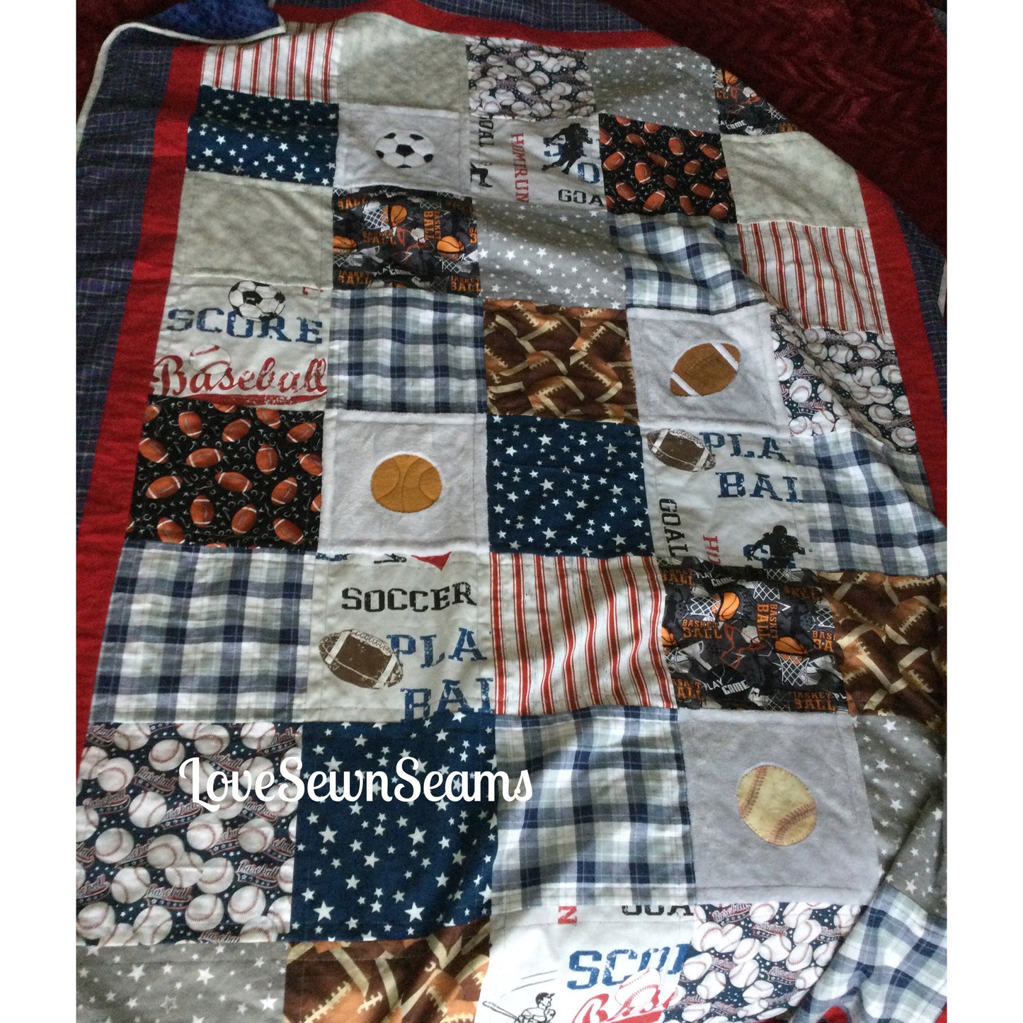 All Sport Quilt/Sports Quilt/Baseball Quilt/Football Quilt/Basketball Quilt