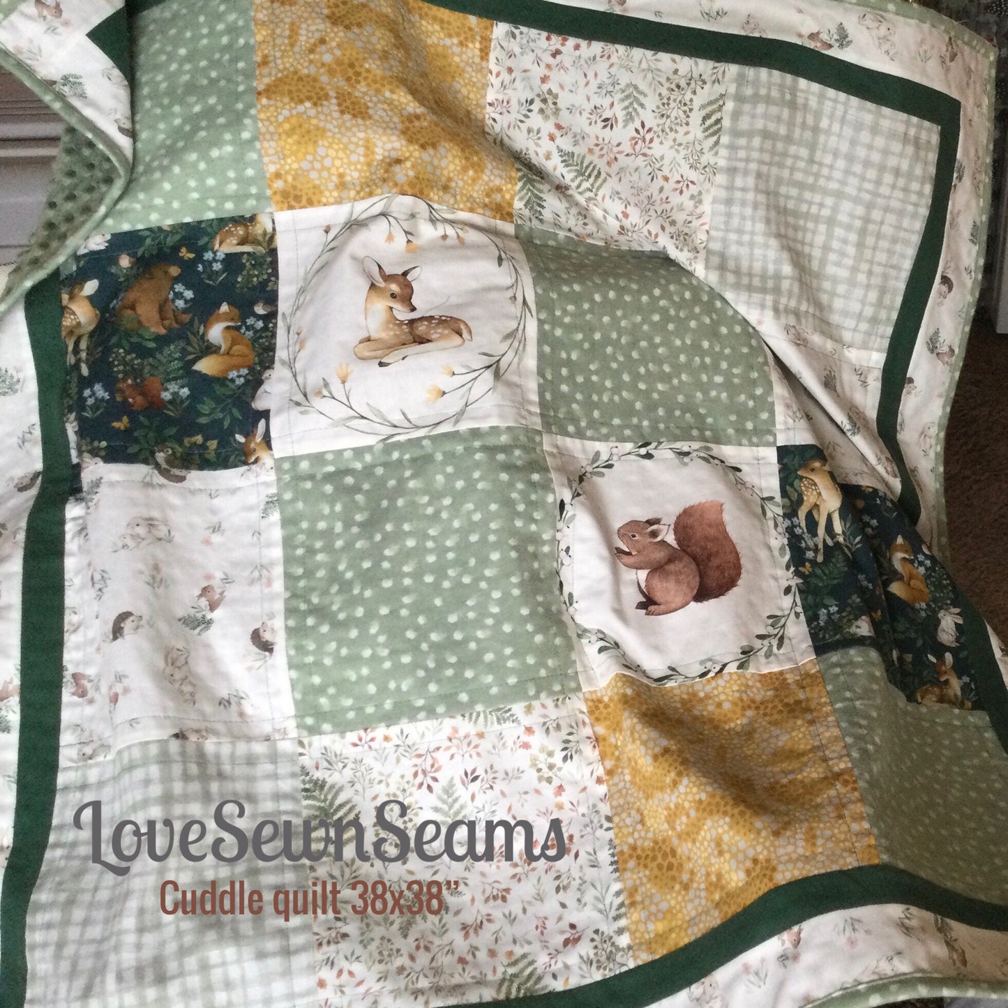 LITTLE Fawn and friends Quilt/Forest Friends/Woodland quilt/Handmade in USA/Baby quilt/Select your animals