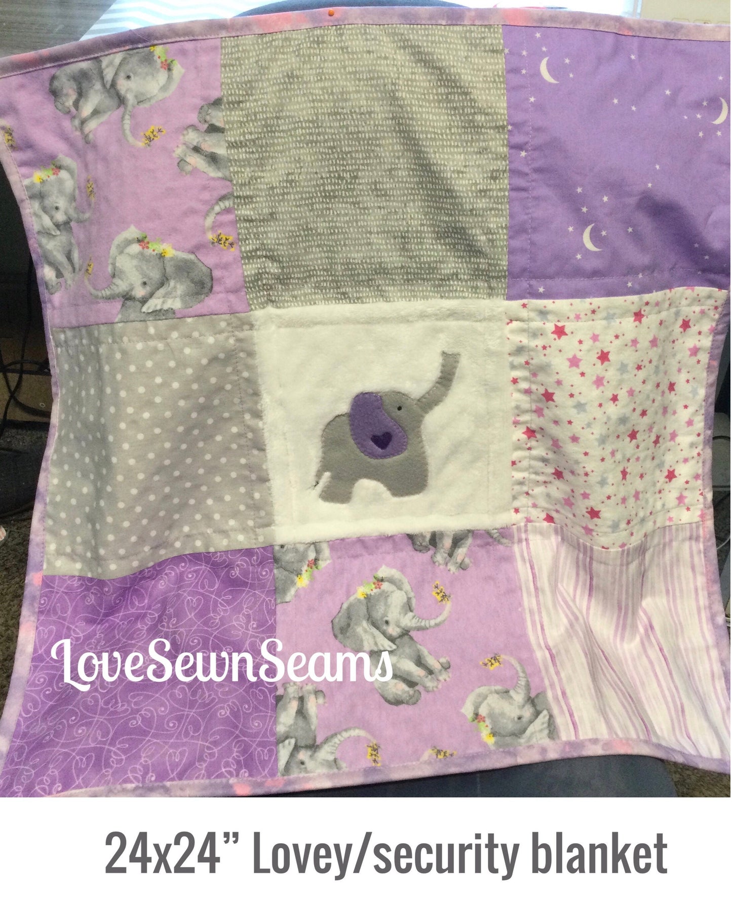 ELEPHANT Quilt/Elephant baby quilt/Elephant Lovey/Lovey/Crib quilt