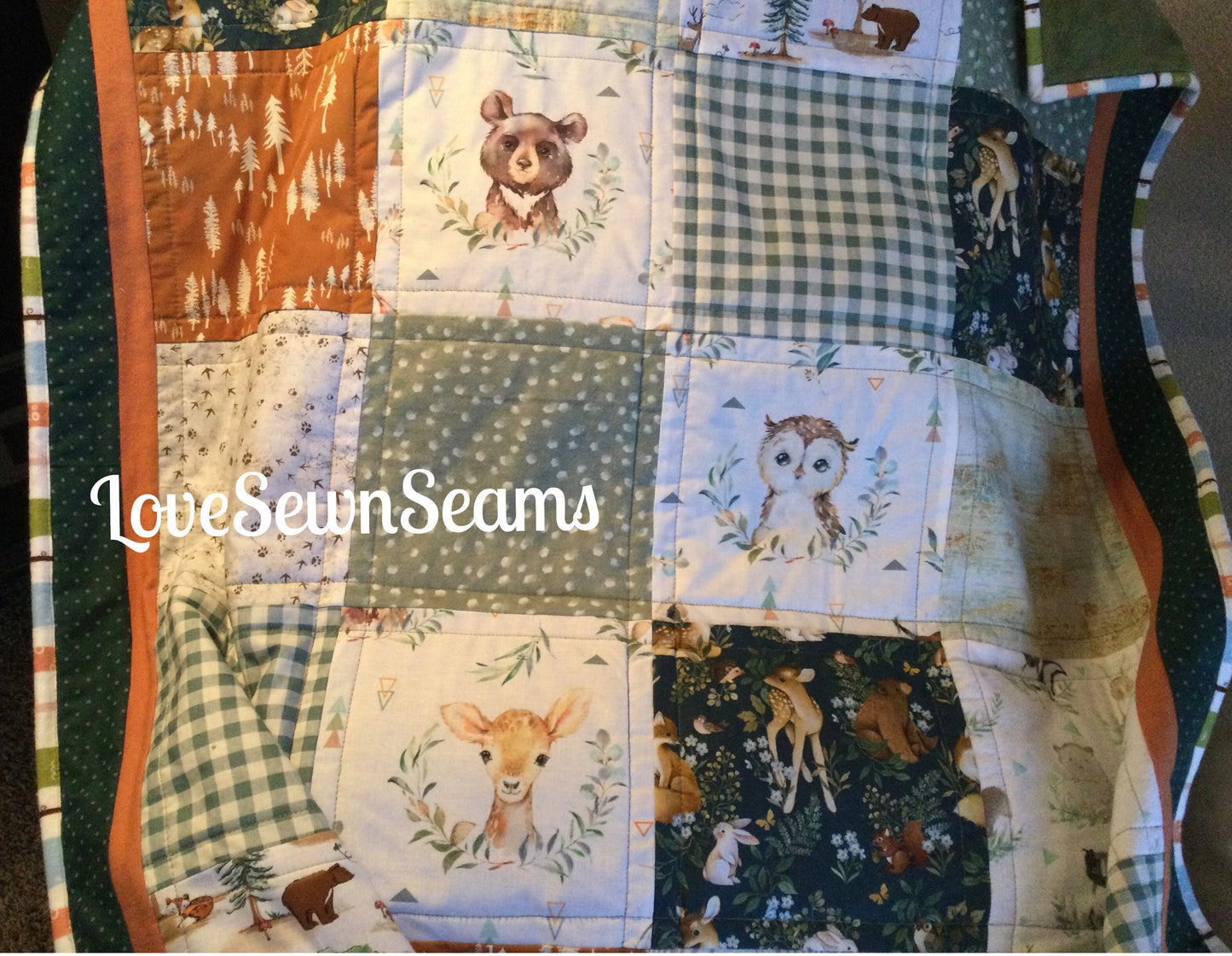 WOODLAND CUDDLES/Forest friends quilt/Little fawn quilt