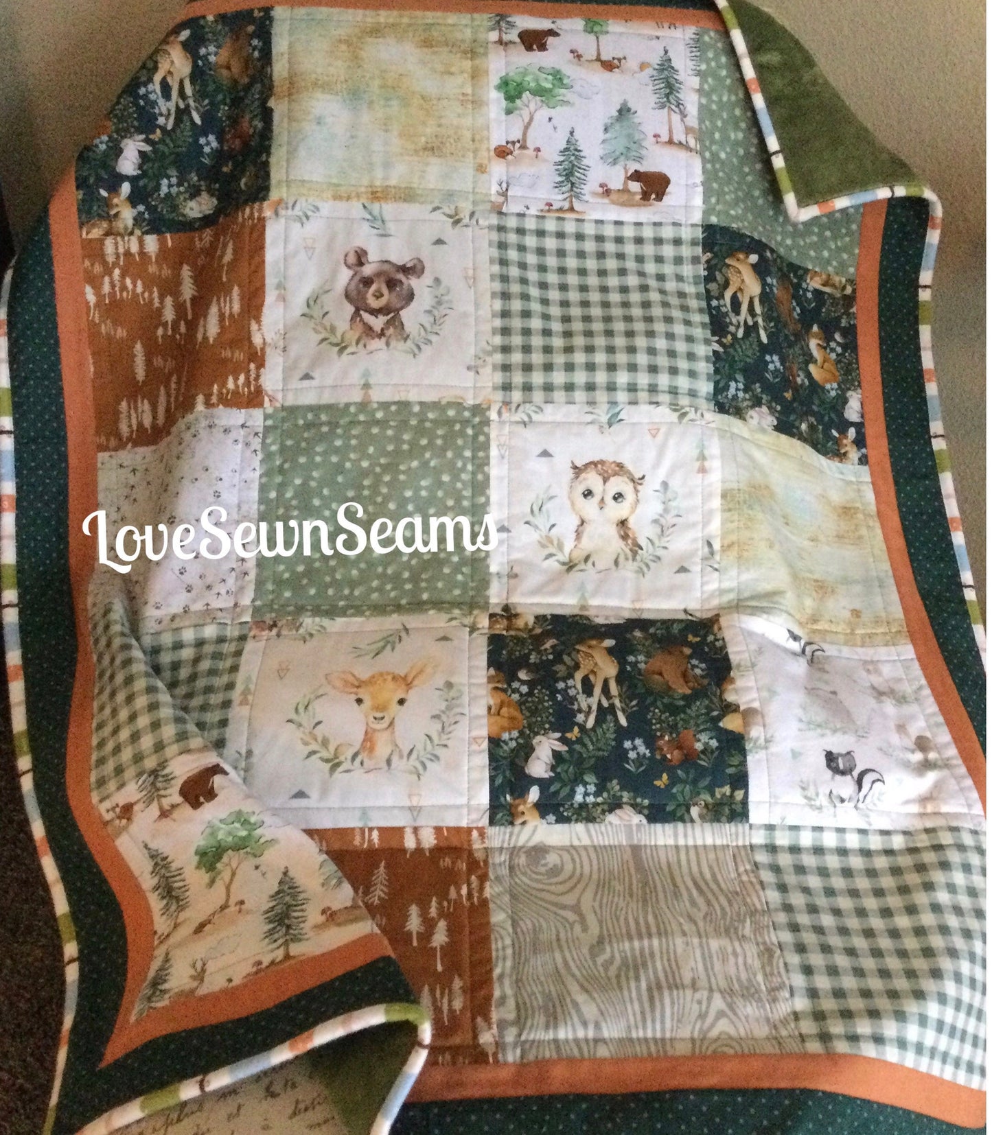 WOODLAND CUDDLES/Forest friends quilt/Little fawn quilt