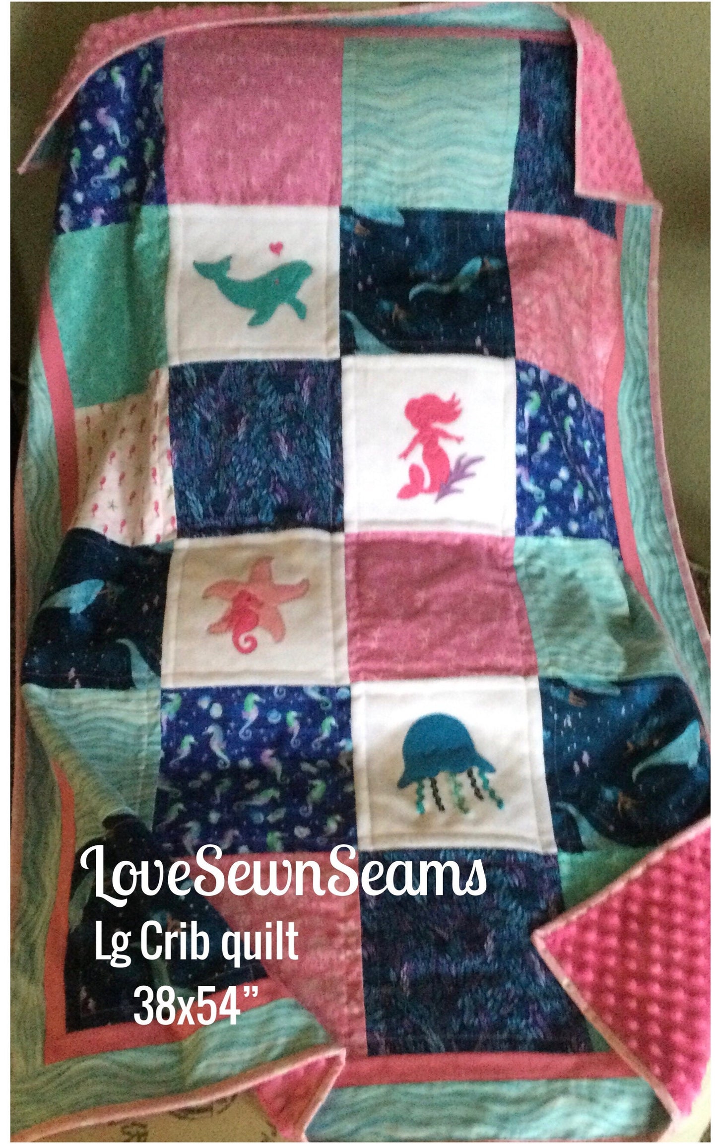 MADE to ORDER/Mermaid quilt/Whale quilt/Coastal quilt/Handmade in USA