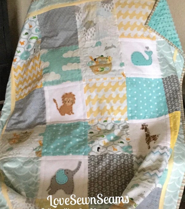 NOAHS ARK QUILT/Ark baby quilt/Noahs Ark Crib Mobile/Neutral baby quilt/Handmade baby quilt