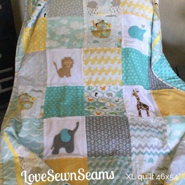 NOAHS ARK QUILT/Ark baby quilt/Noahs Ark Crib Mobile/Neutral baby quilt/Handmade baby quilt