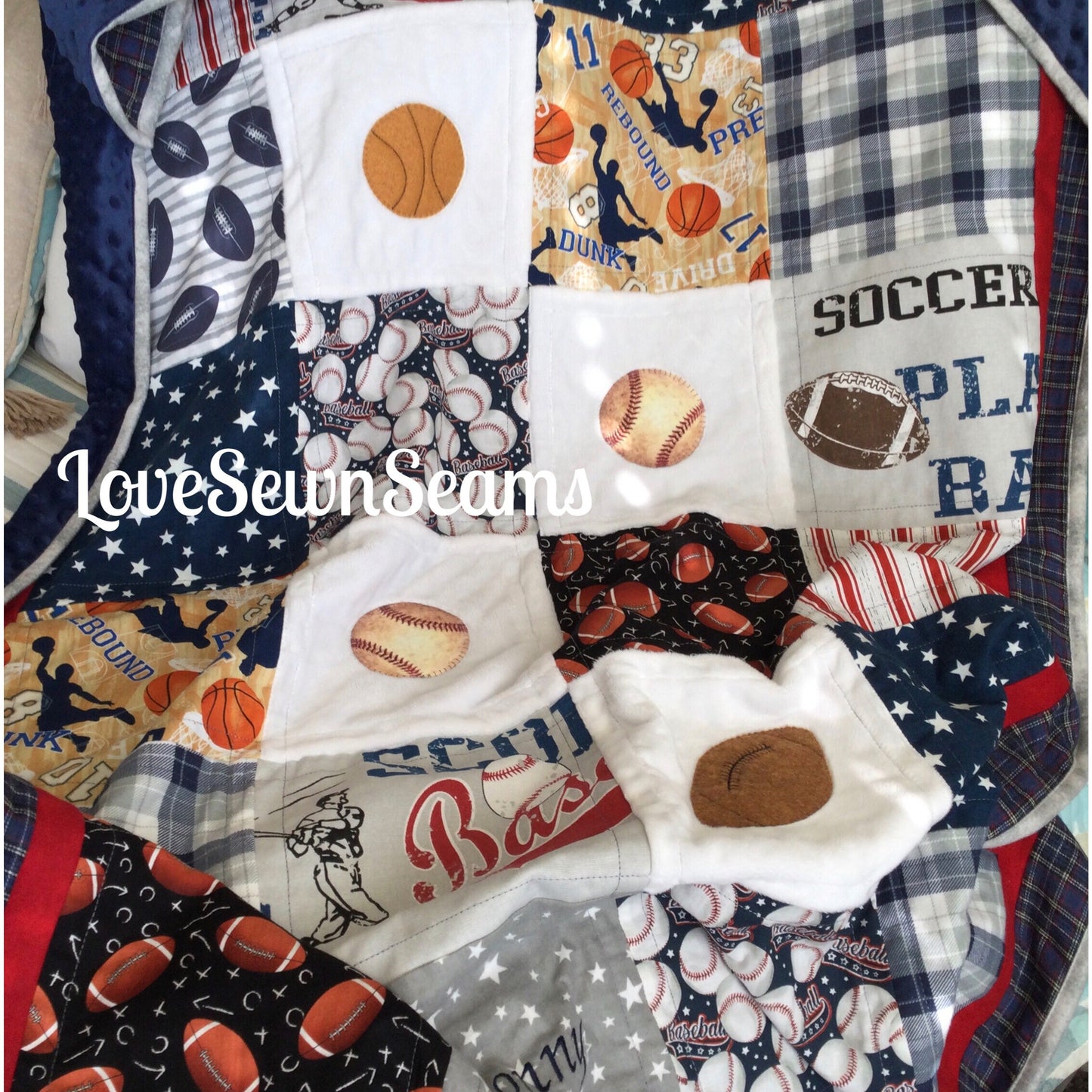 All Sport Quilt/Sports Quilt/Baseball Quilt/Football Quilt/Basketball Quilt
