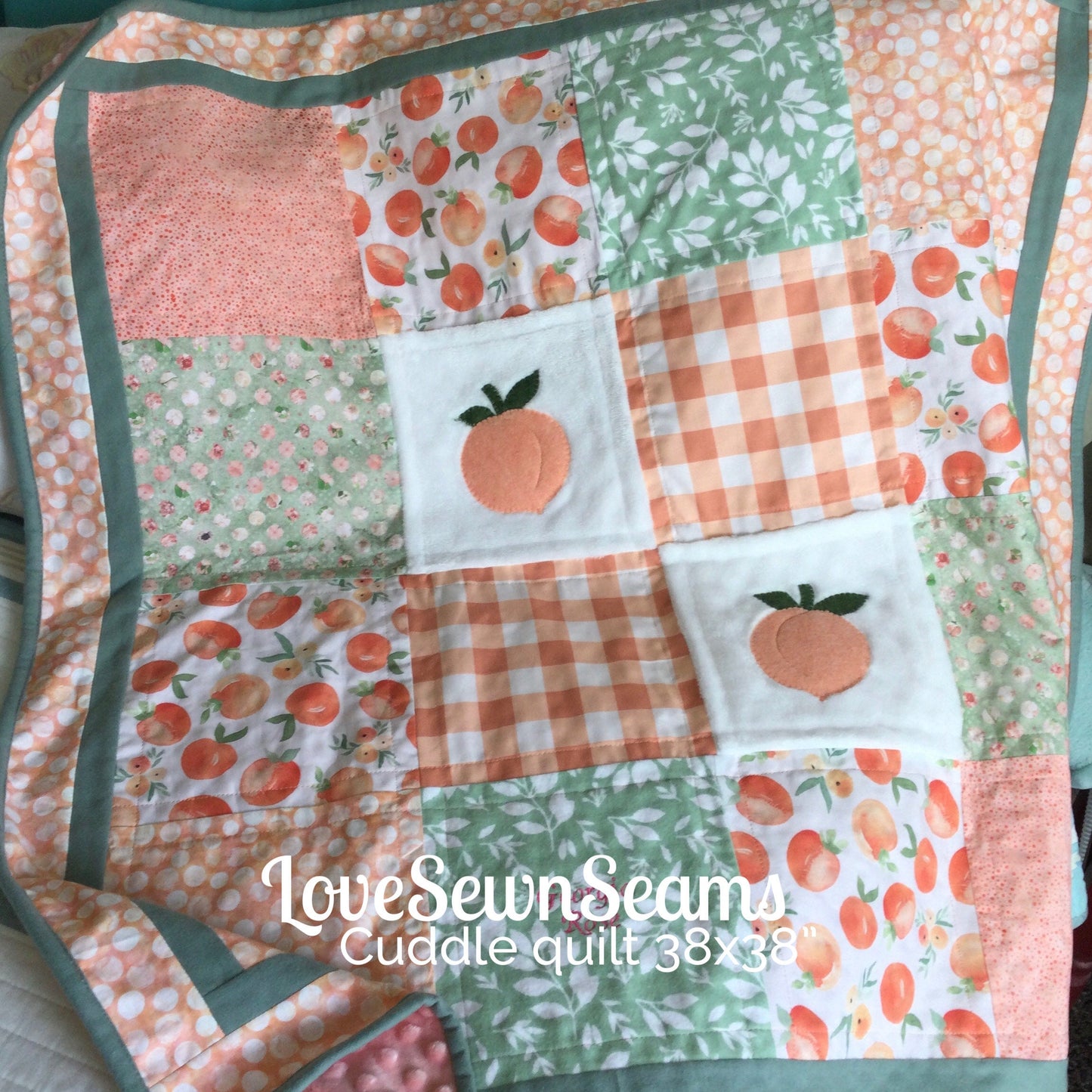 Peaches n Sage quilt/Peaches quilt/Peach quilt/Peaches n cream quilt/Peach fruit