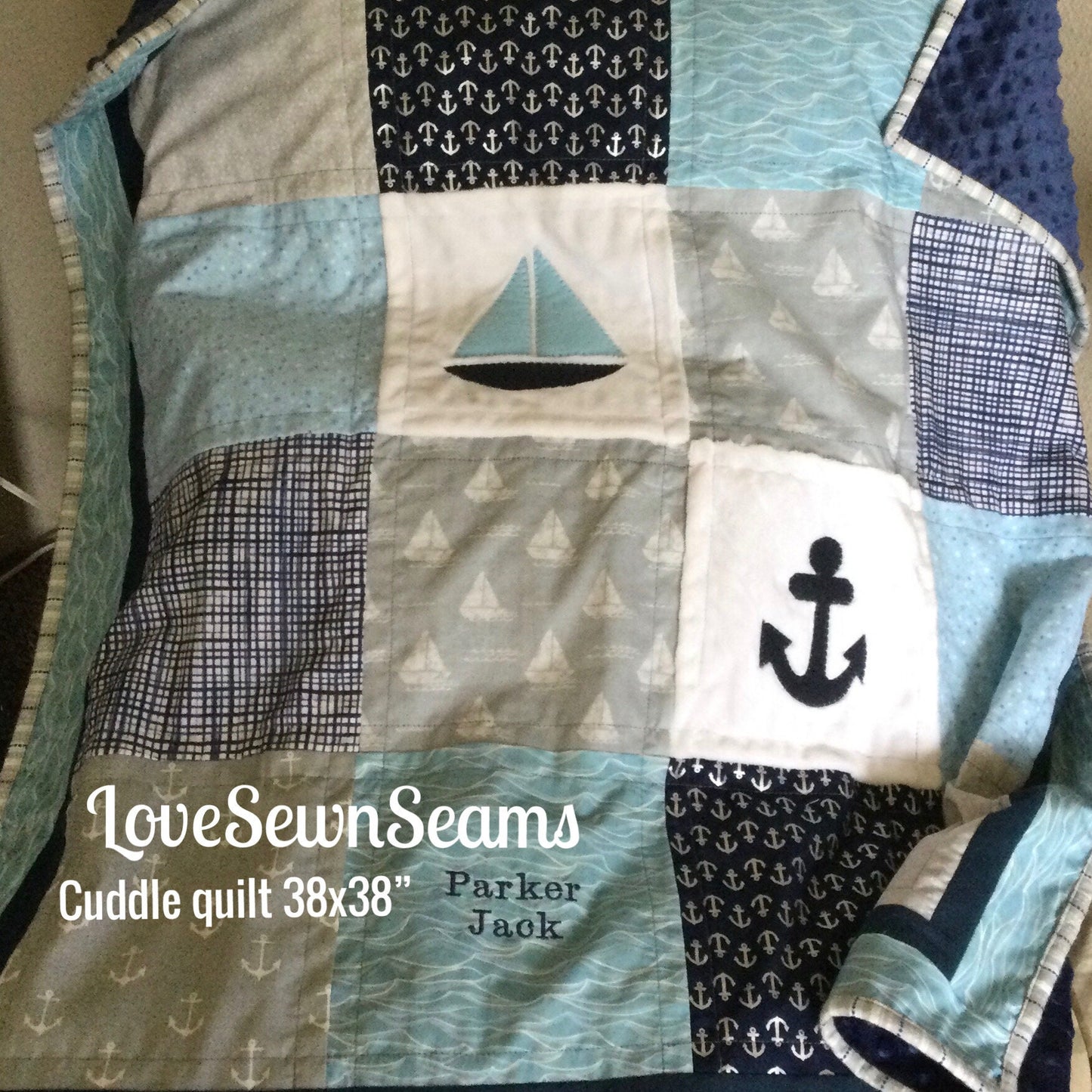 MADE to ORDER/Nautical Crib Quilt/Sailboat baby quilt/Handmade in USA/Nautical Boy quilt/Baby Quilt