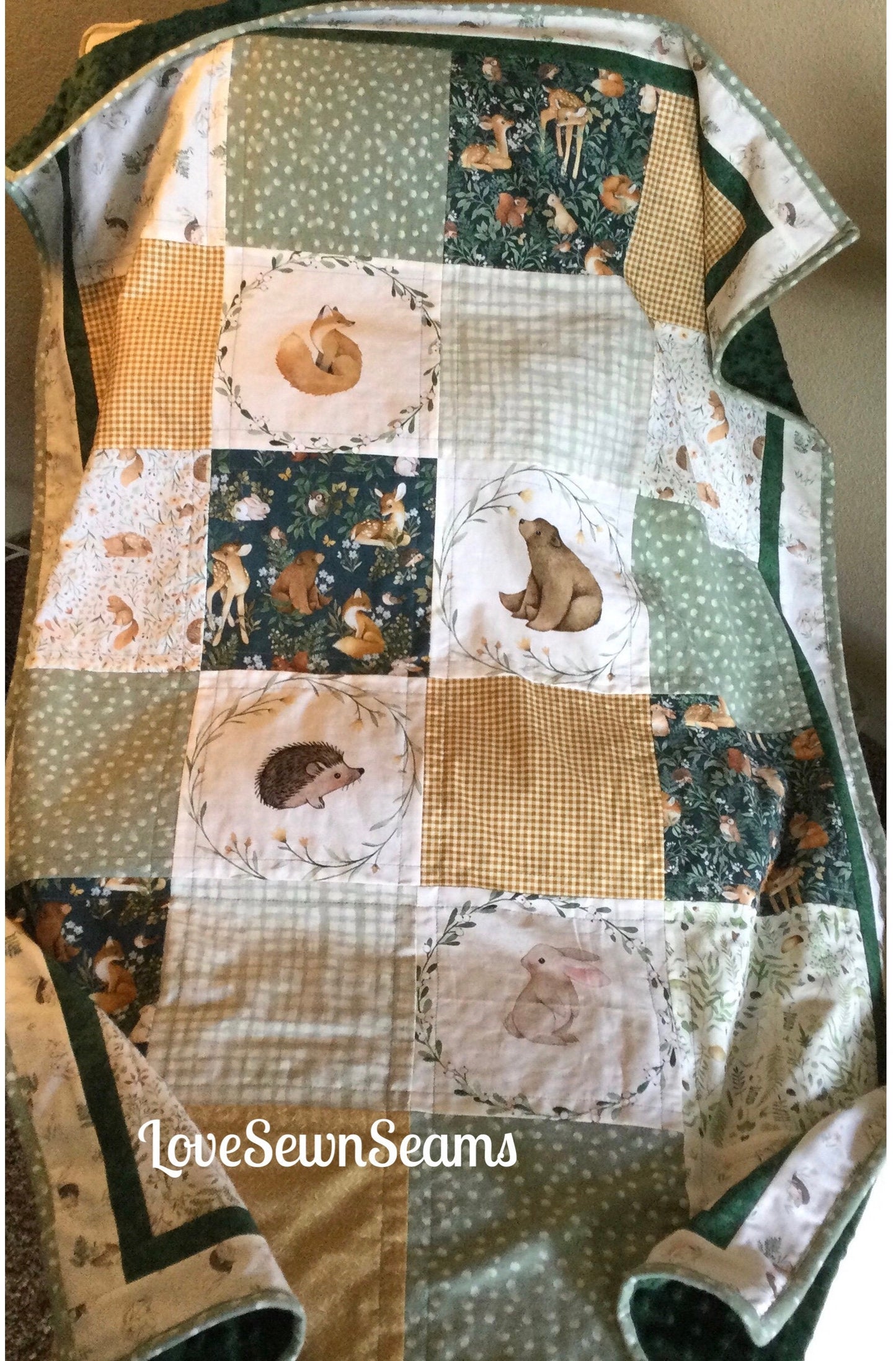 LITTLE Fawn and friends Quilt/Forest Friends/Woodland quilt/Handmade in USA/Baby quilt/Select your animals