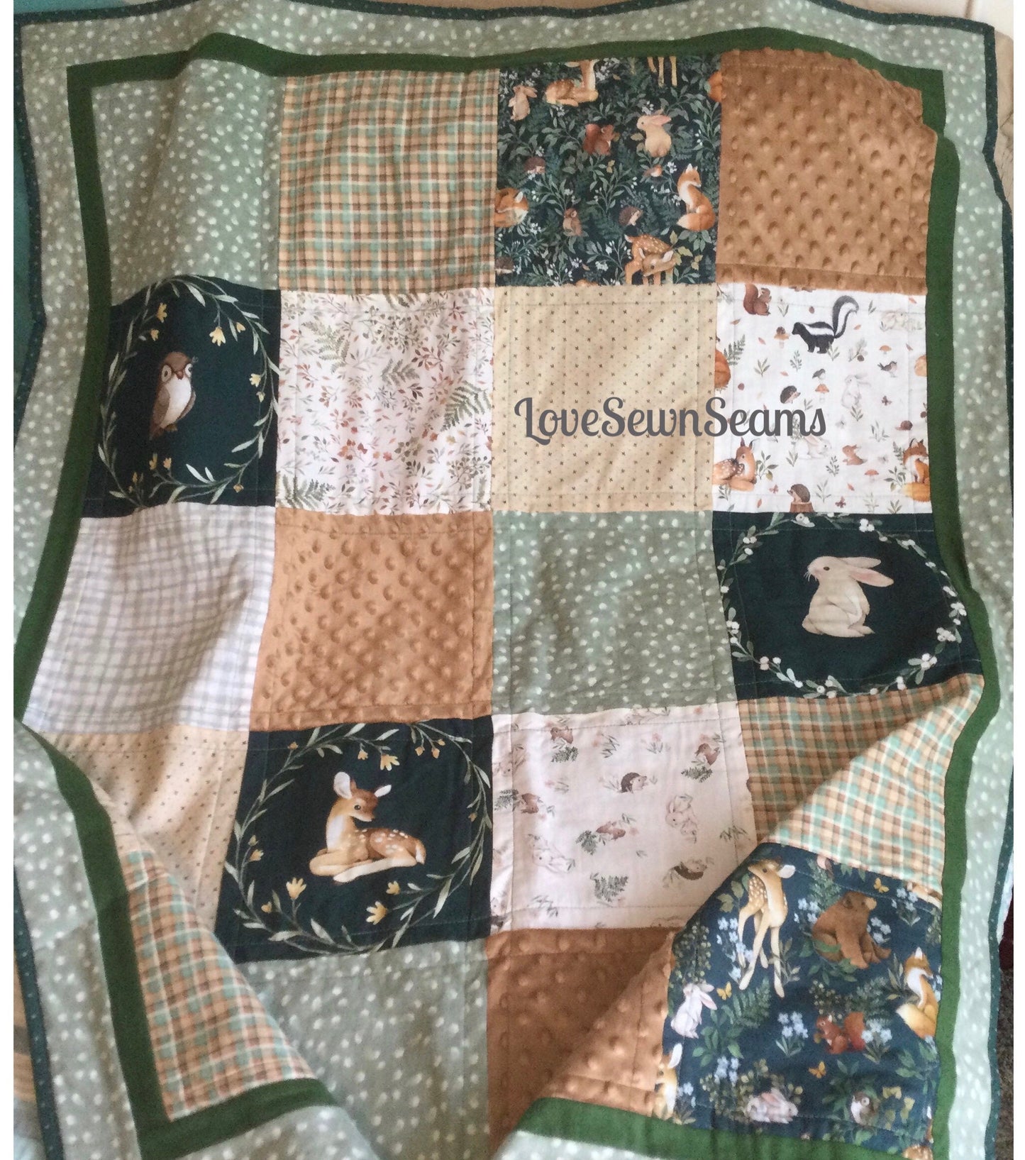 Little fawn & friends quilt/Forest friends quilt/pillow optional