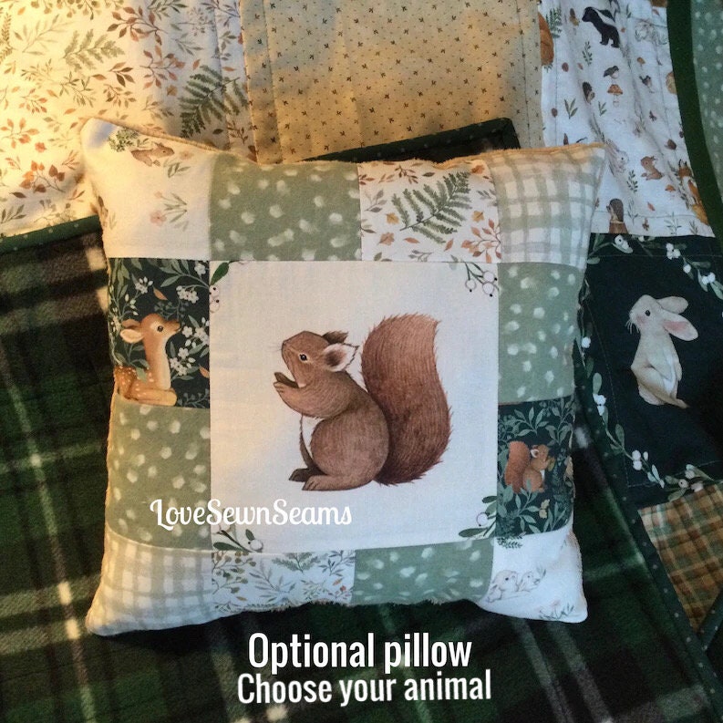 Little fawn & friends quilt/Forest friends quilt/pillow optional