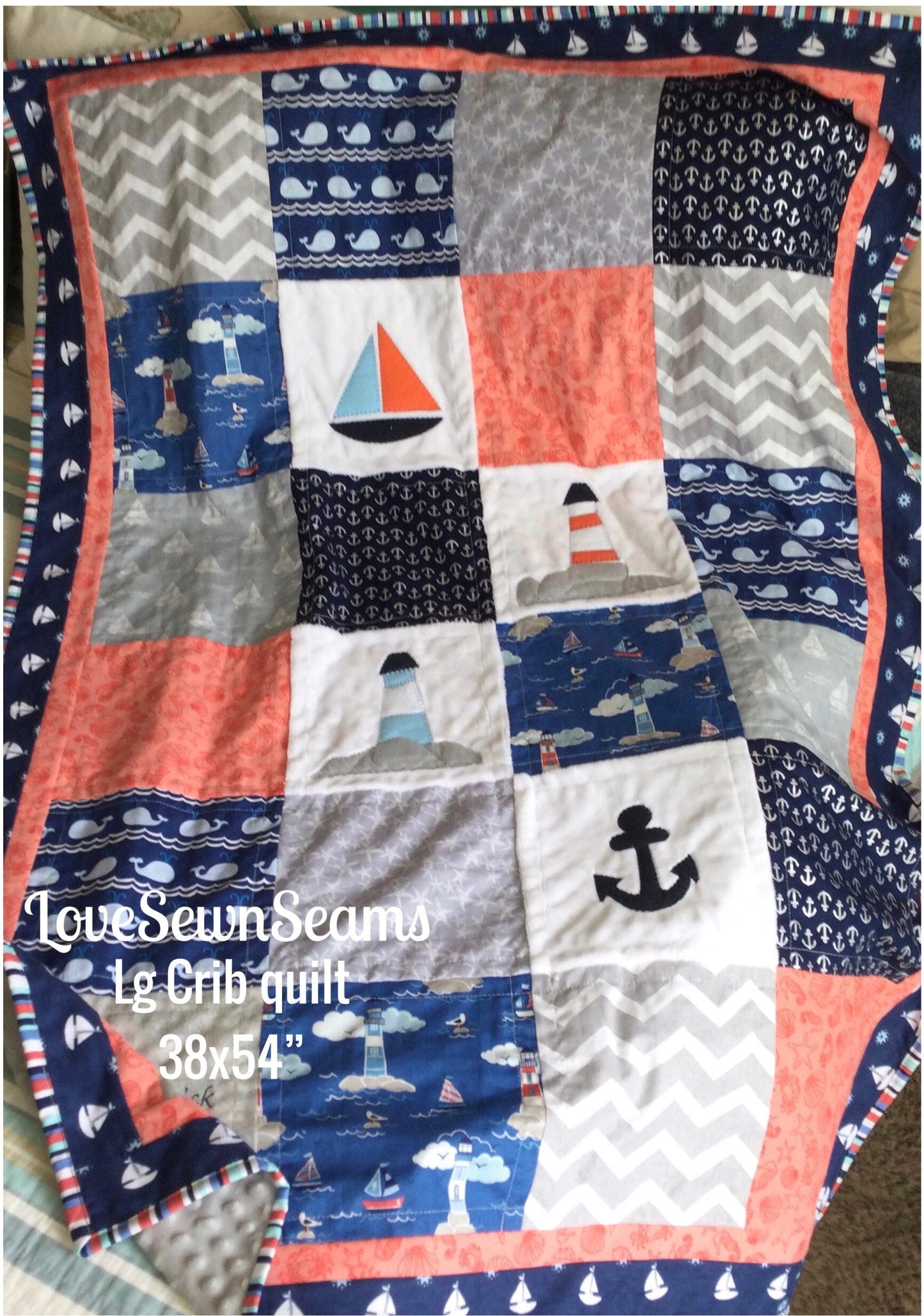 Sailing quilt/Lighthouse quilt/Ocean quilt
