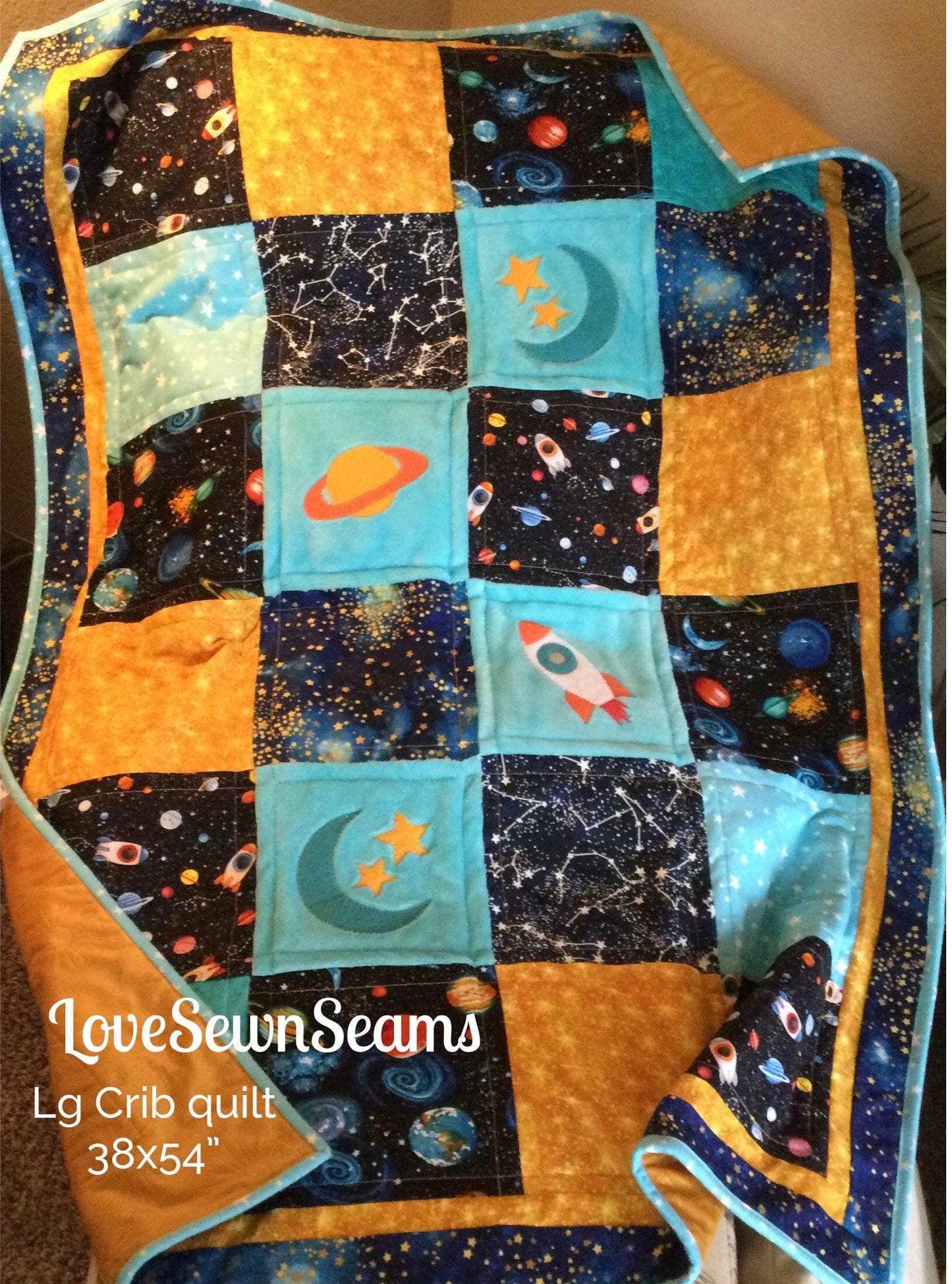 Moon Star quilt/Planets quilt/Galaxy Quilt/Rocket quilt/Rocket Lovey