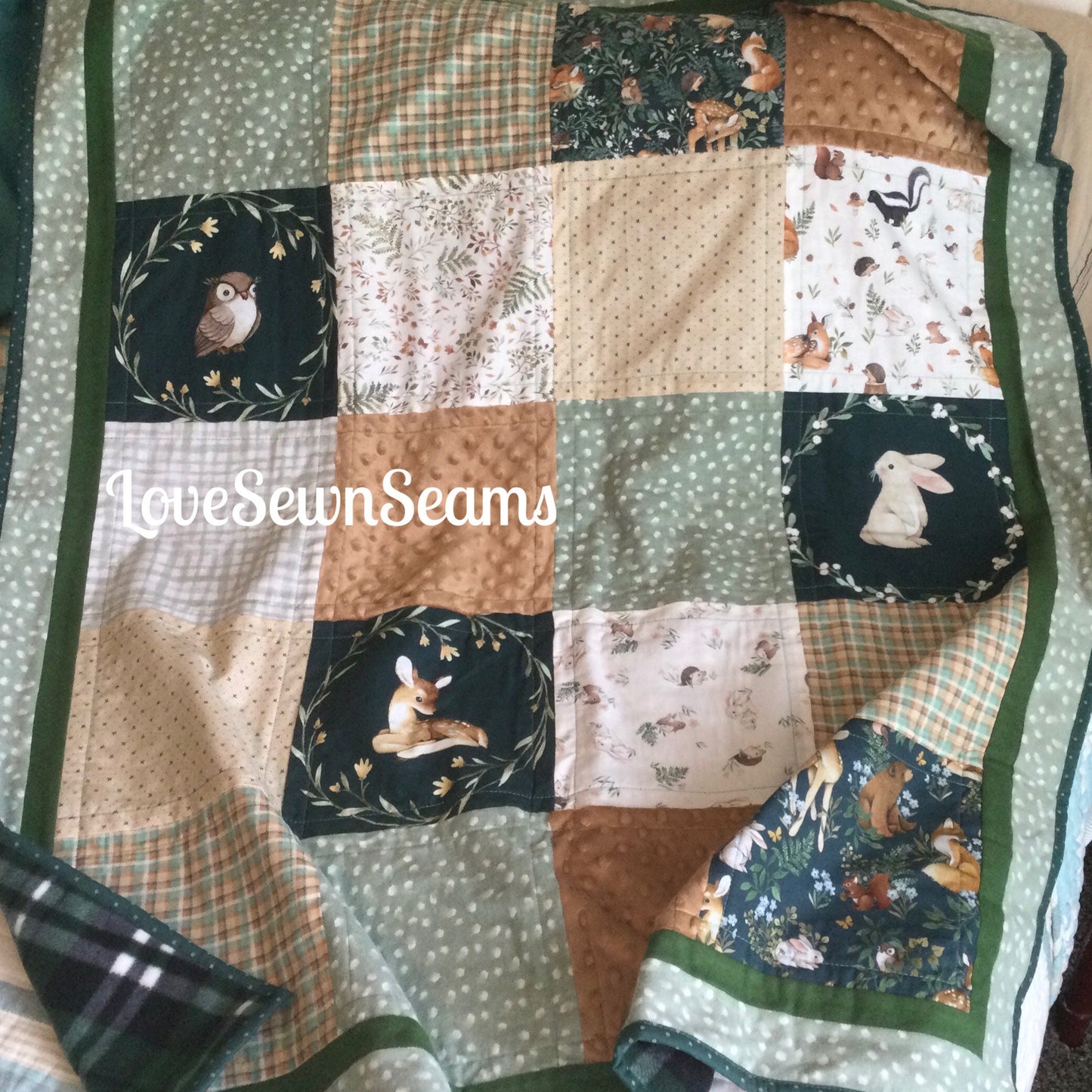 Little fawn & friends quilt/Forest friends quilt/pillow optional