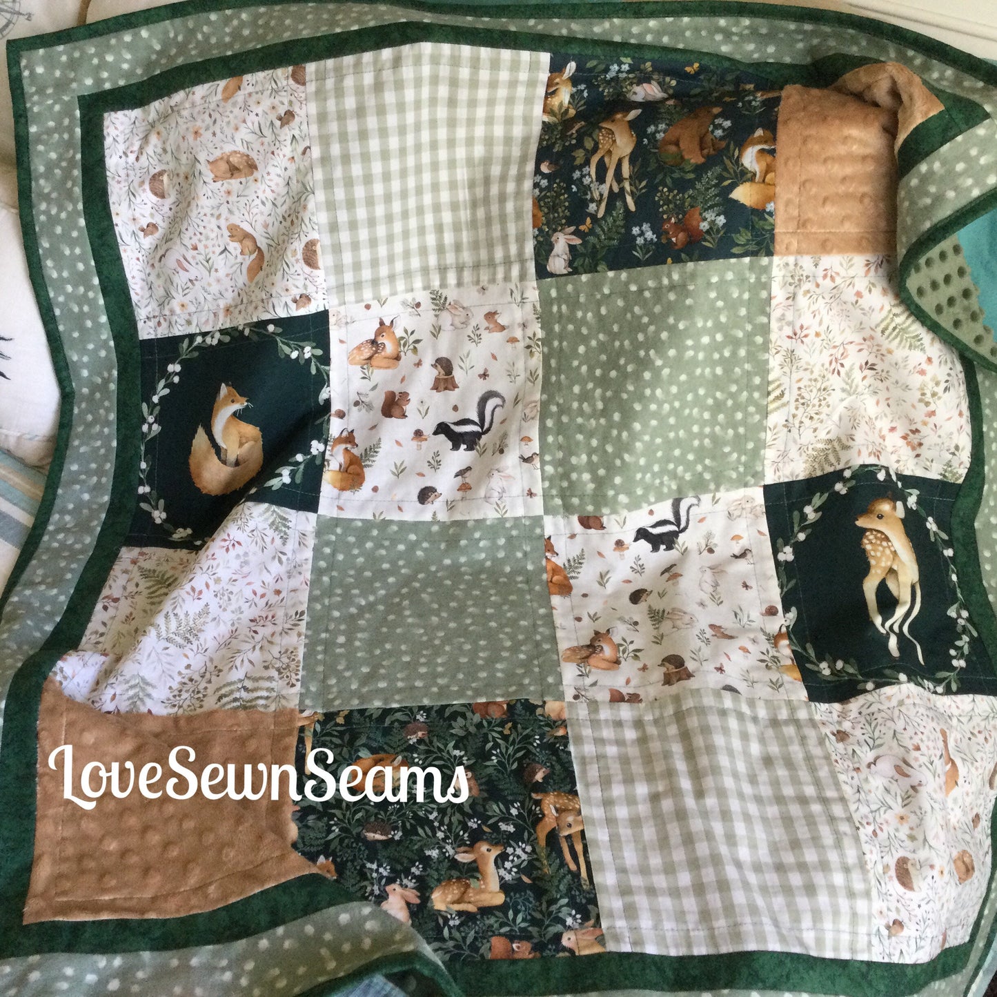Little fawn & friends quilt/Forest friends quilt/pillow optional