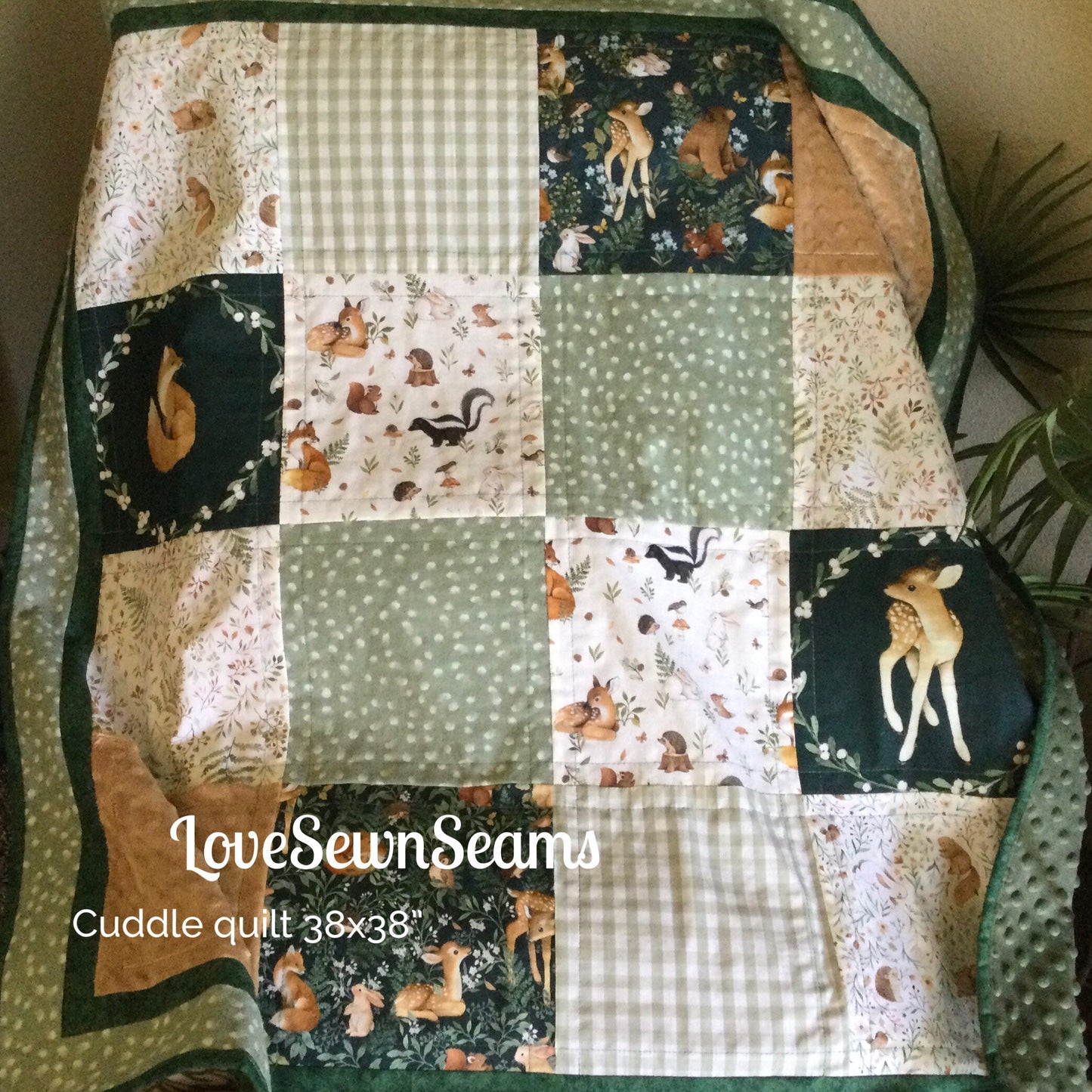 Little fawn & friends quilt/Forest friends quilt/pillow optional