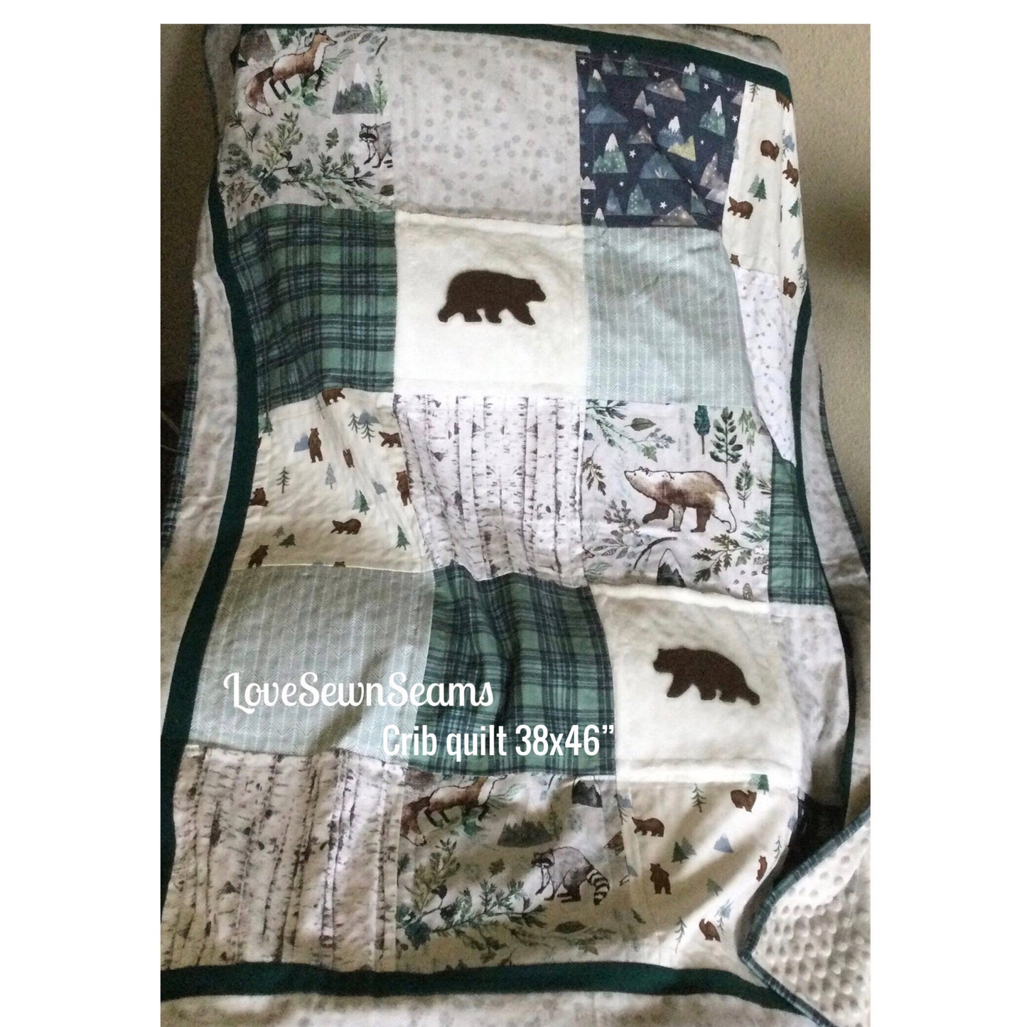 WOODLAND QUILT**Bear quilt/baby quilt/Rustic quilt/Bear and cub quilt/Nature quilt/Mountain quilt/Lodge quilt/Forest quilt