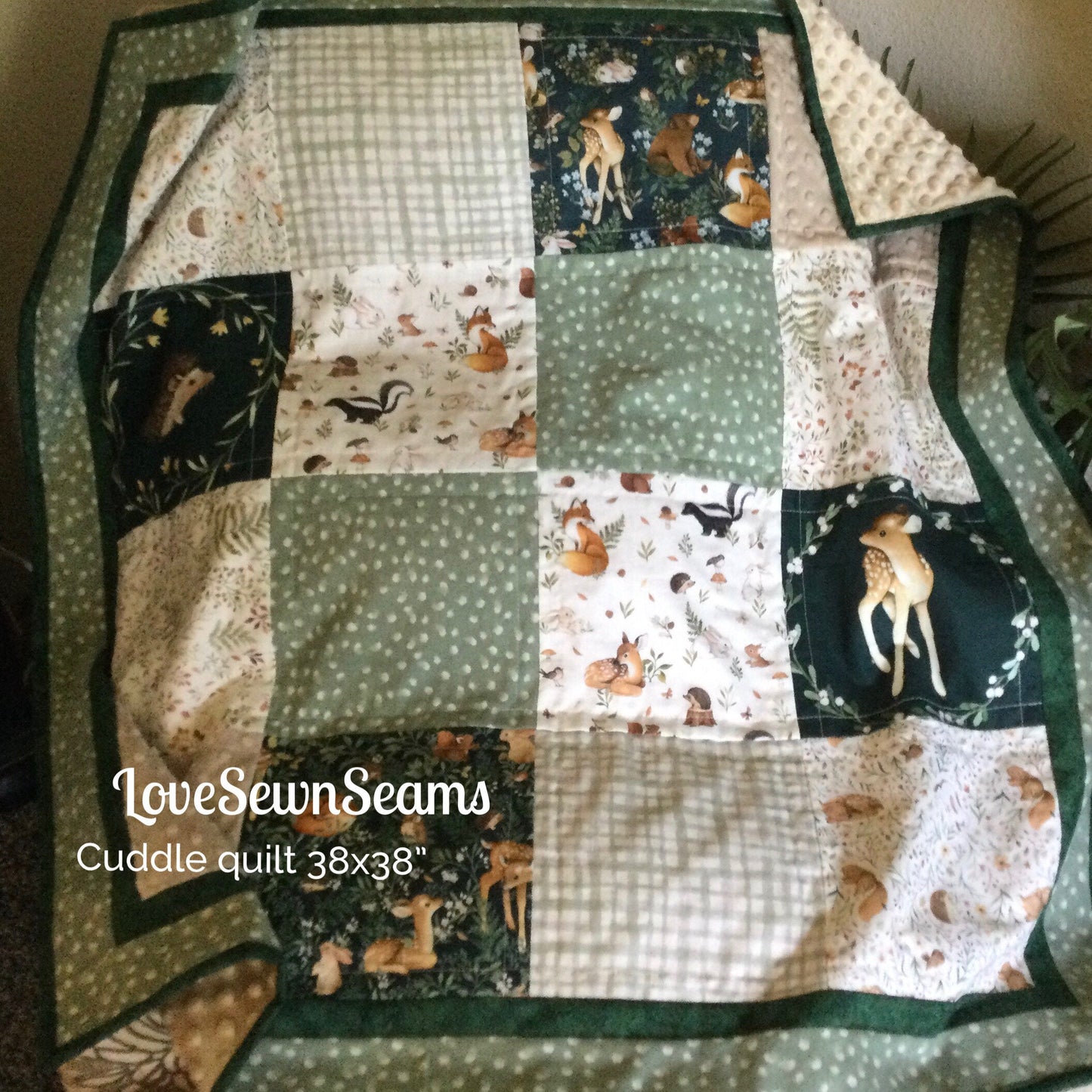 Little fawn & friends quilt/Forest friends quilt/pillow optional