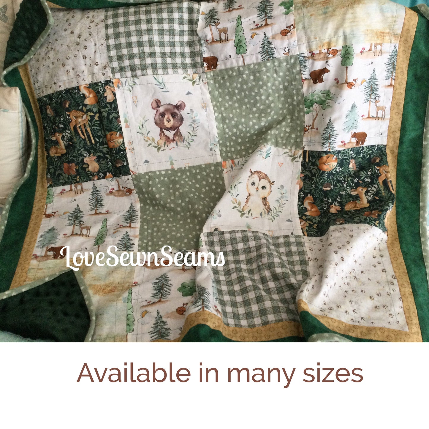 WOODLAND CUDDLES/Forest friends quilt/Little fawn quilt