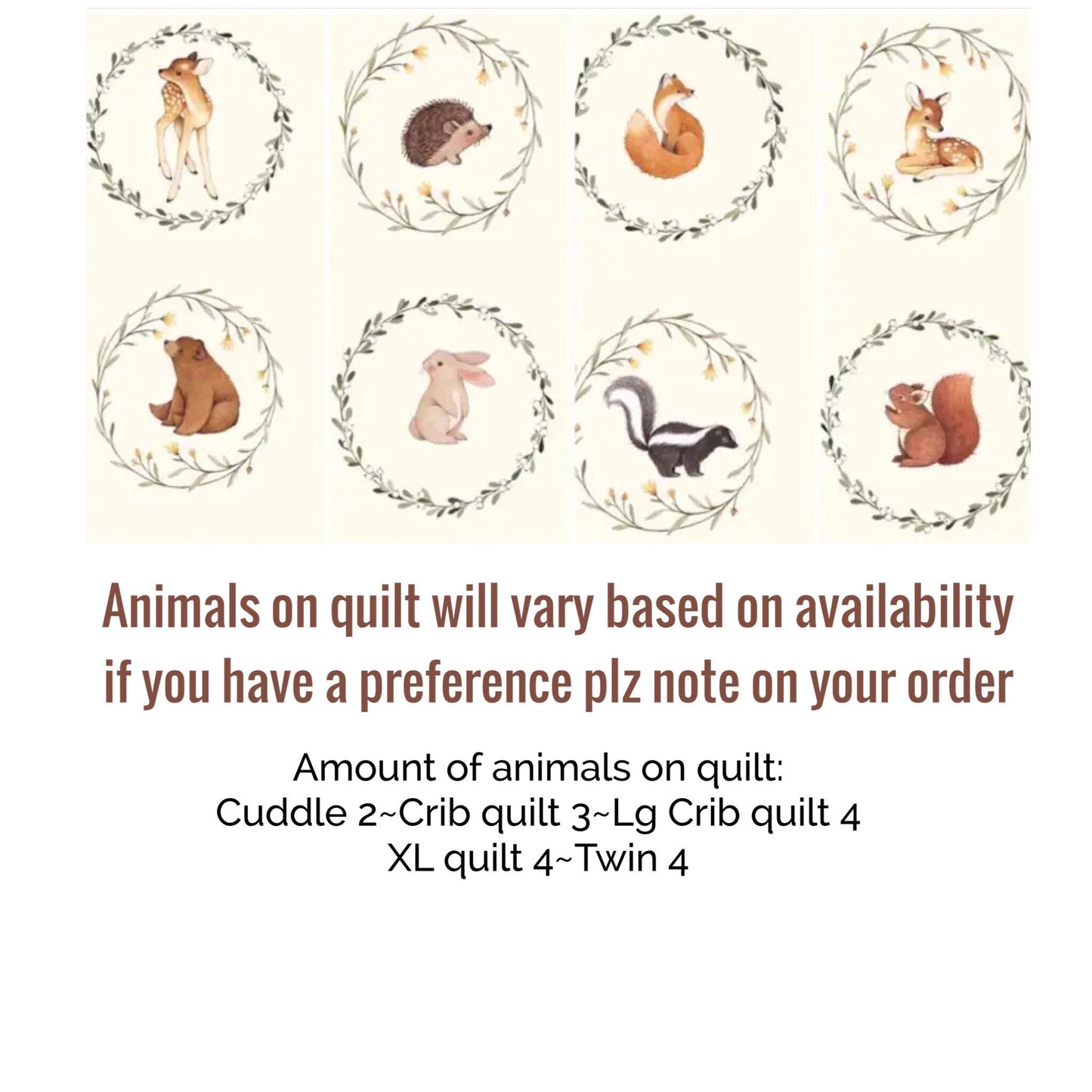 LITTLE Fawn and friends Quilt/Forest Friends/Woodland quilt/Handmade in USA/Baby quilt/Select your animals