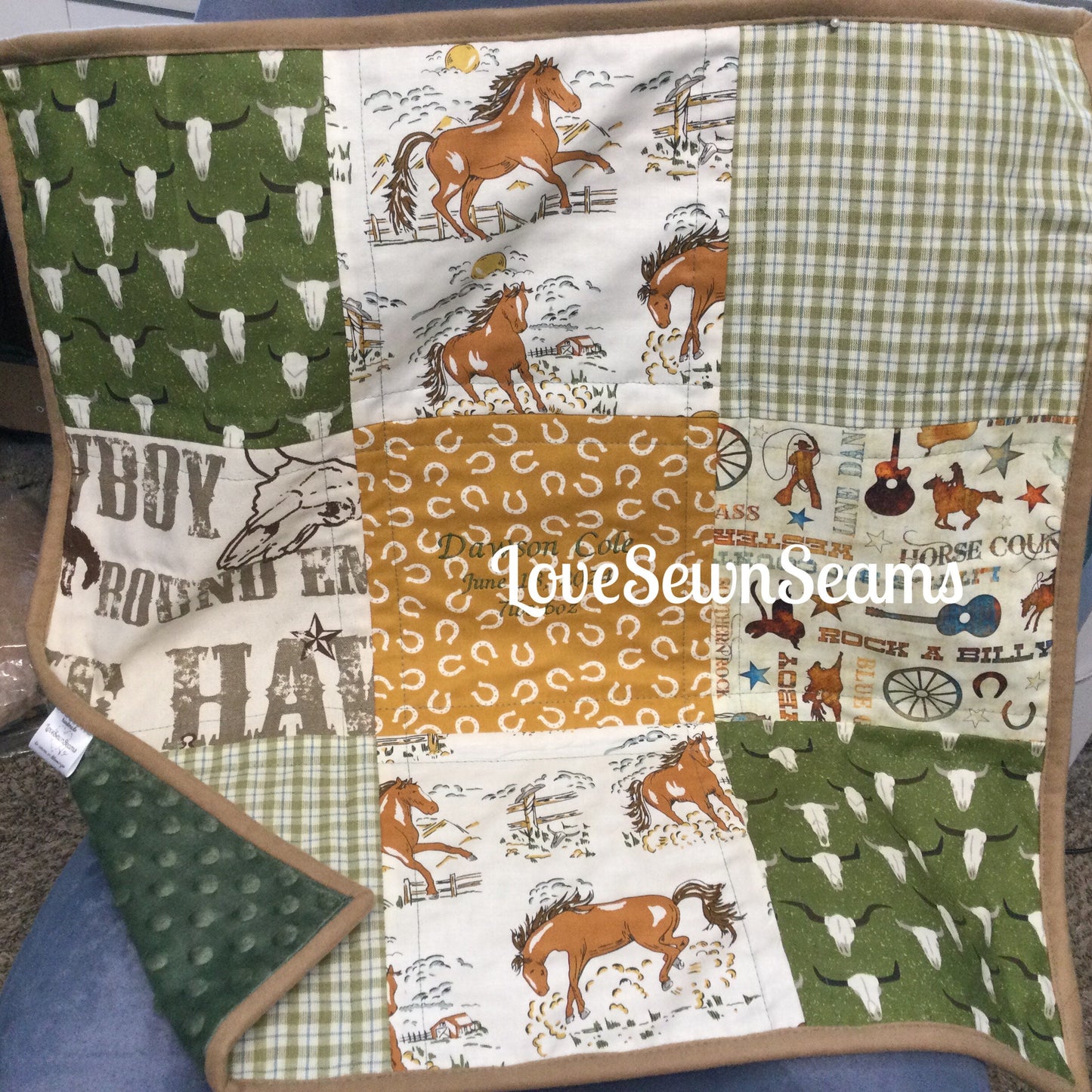 Cowboy quilt/Horse quilt/Home on the range/handmade quilt