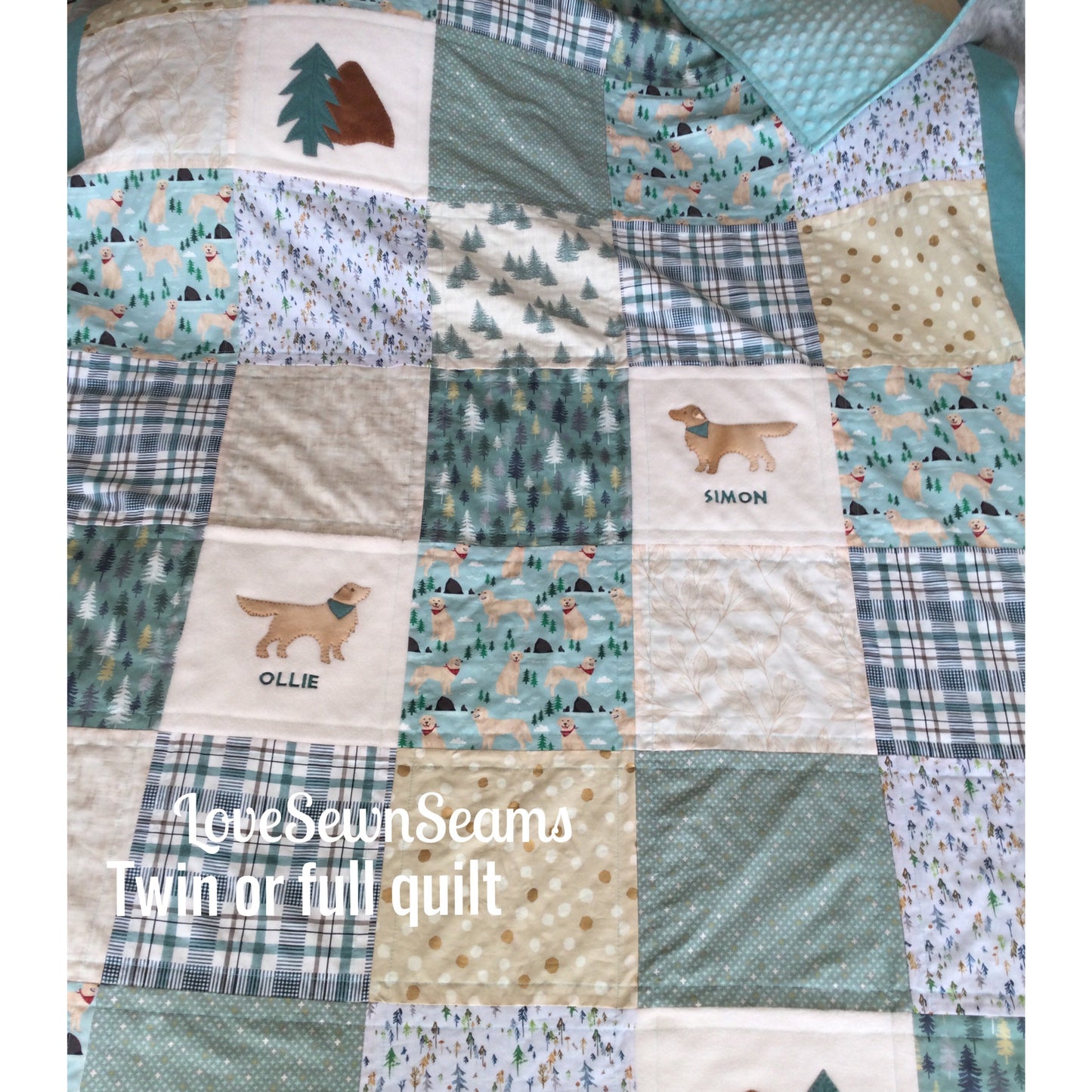 Golden Retriever quilt/Golden Retriever Lovey/Golden Retriever/Dog quilt/Outdoor Adventure quilt/Cannon Beach