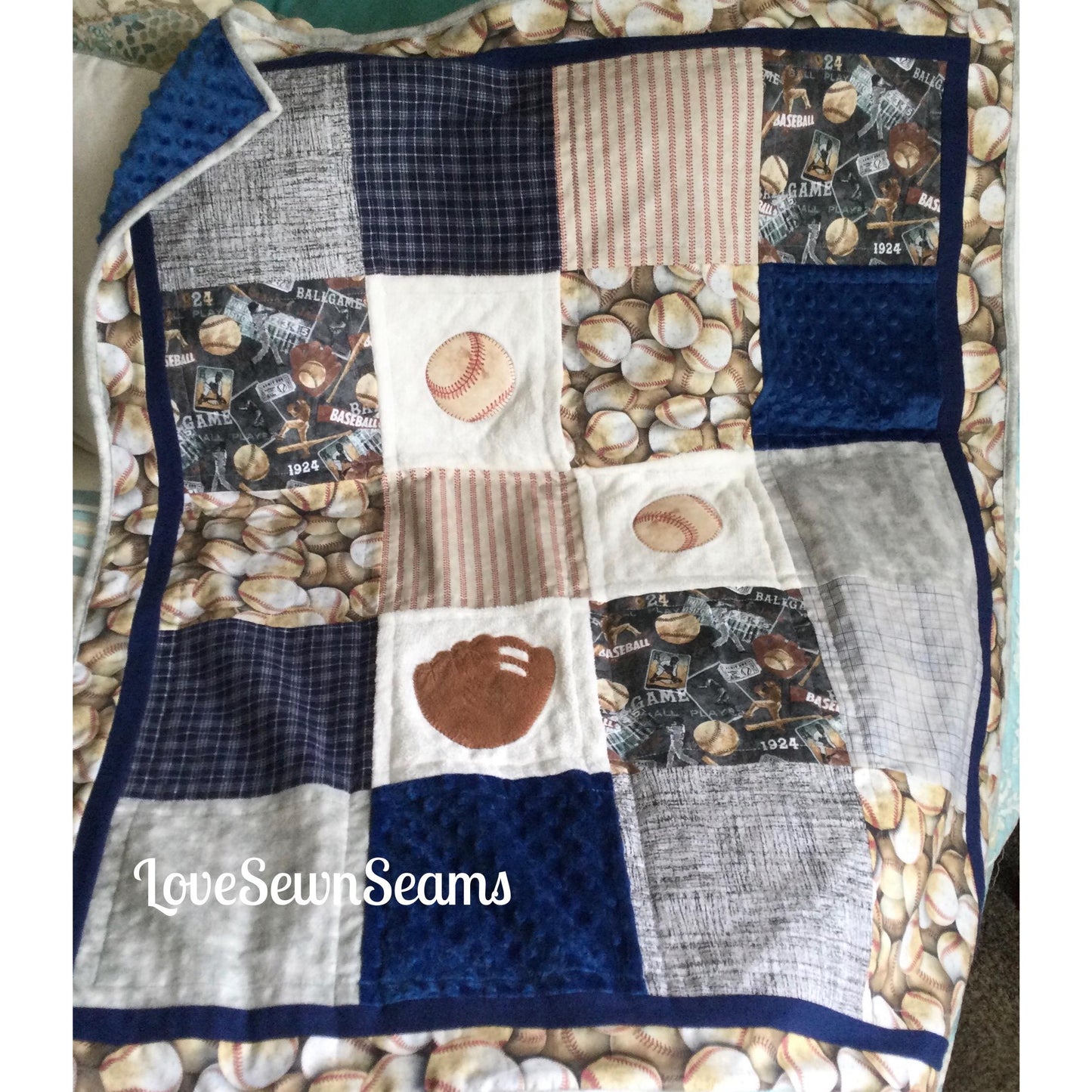 Baseball Quilt/Vintage Baseball/Sport quilt/Boys quilt/Handmade quilt/Personalized quilt