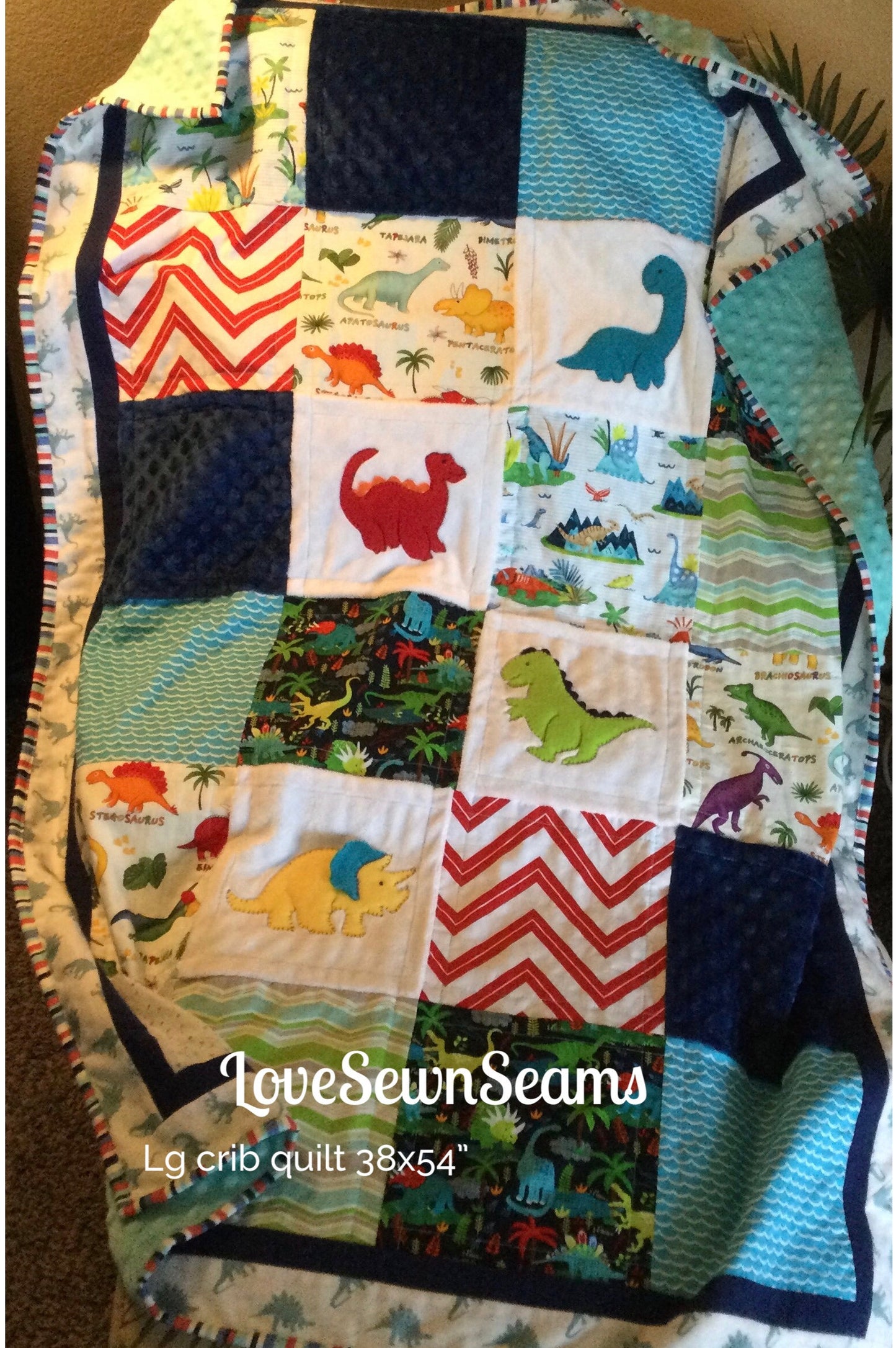 DINOSAUR Quilt/Dinosaur Lovey/Lovie/Dino Quilt/handmade quilt/Modern baby quilt