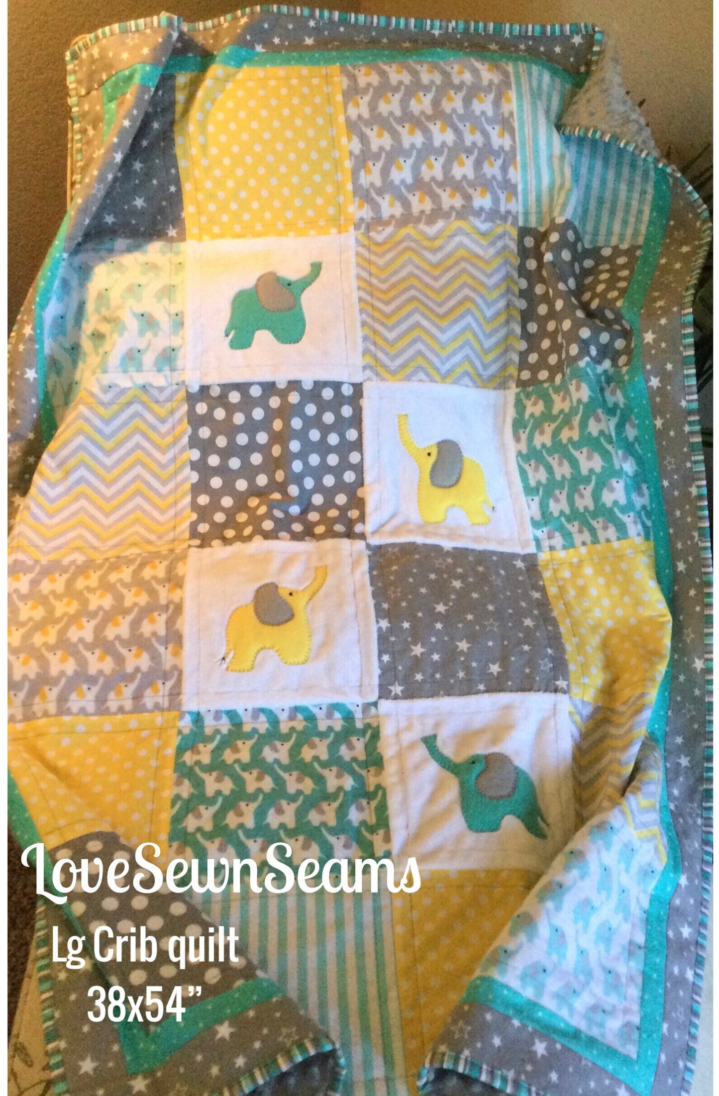 Elephant Quilt/Crib Quilt/Elephant blanket/Modern baby quilt