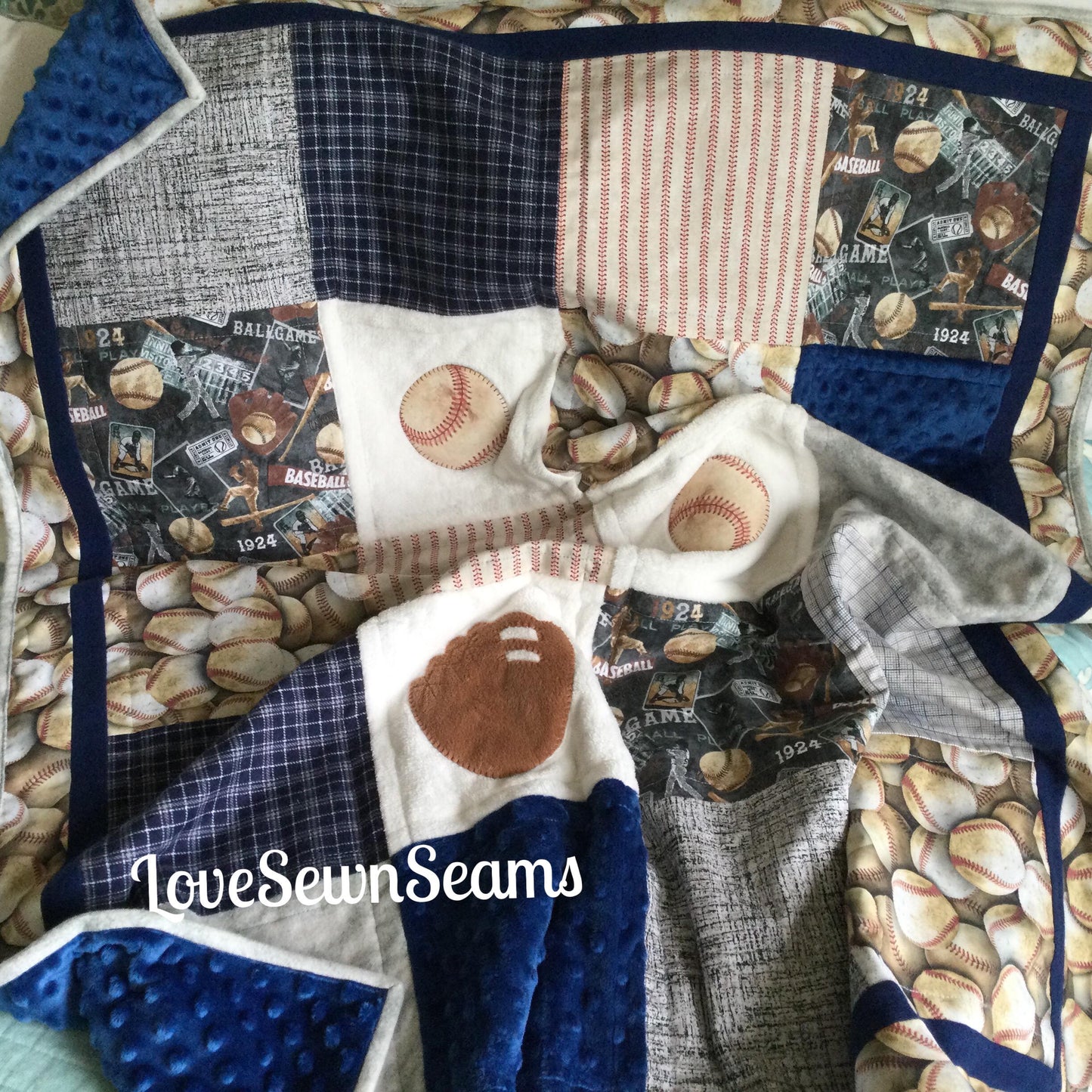 Baseball Quilt/Vintage Baseball/Sport quilt/Boys quilt/Handmade quilt/Personalized quilt