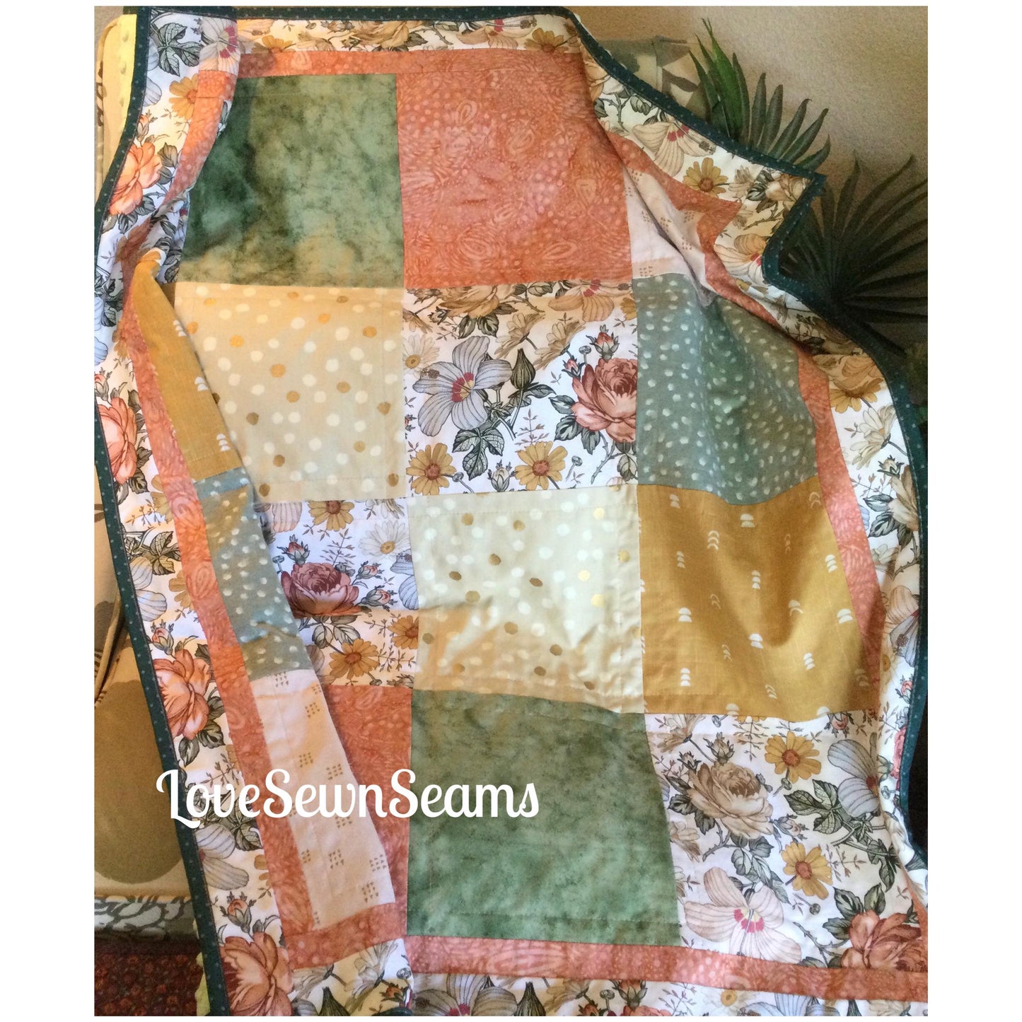 Wildflower & Honey quilt/Vintage rose/Woodland quilt/Nursery quilt/Garden quilt