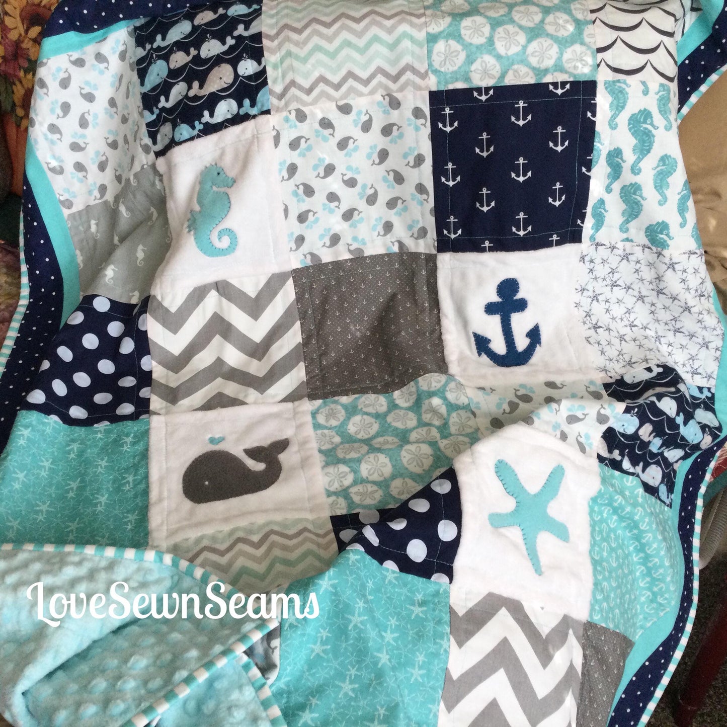 Nautical quilt/Baby quilt/Handmade quilt/Coastal quilt